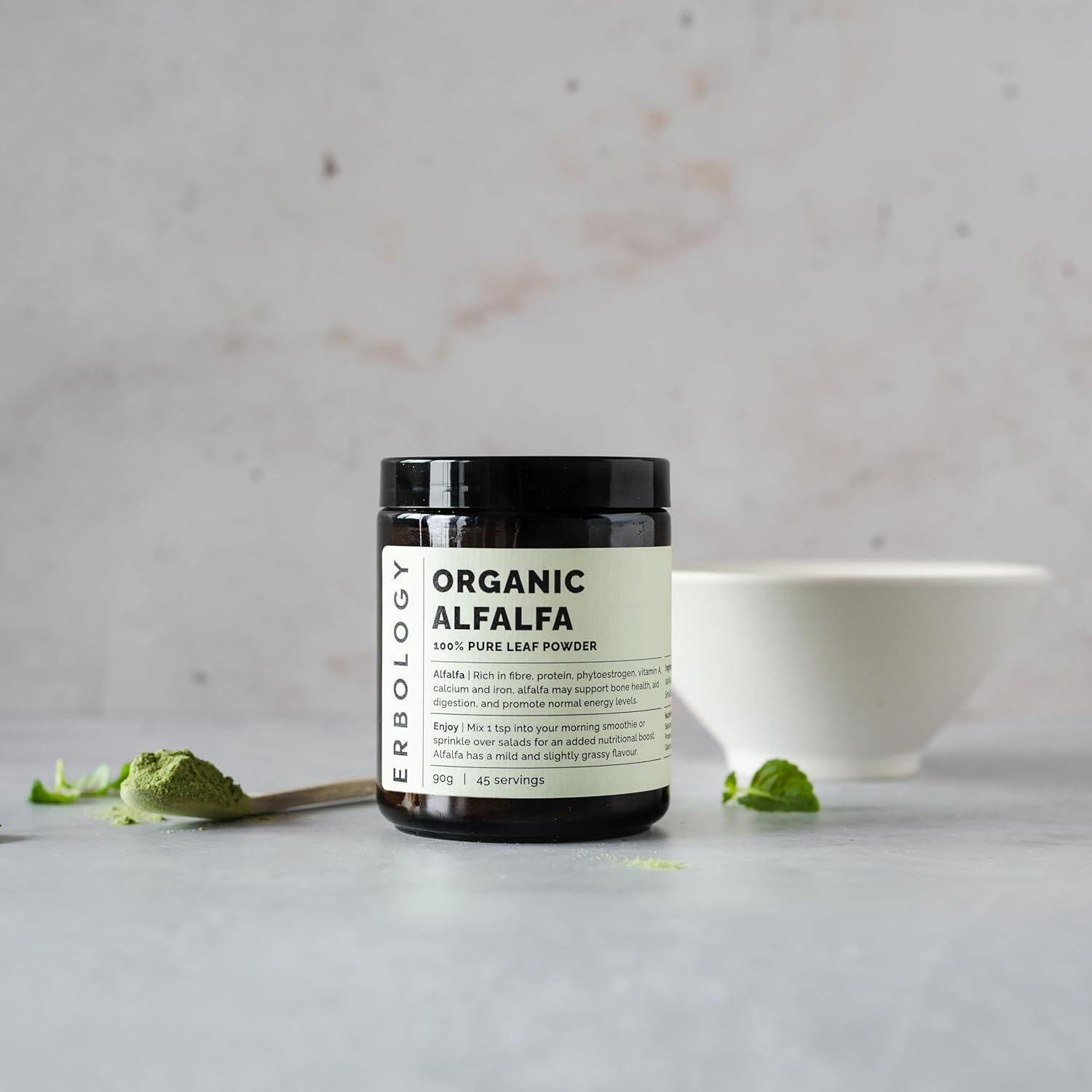 Polvo de Alfalfa Orgánico Erbology 90.72 g - Vegano y Sin OGM