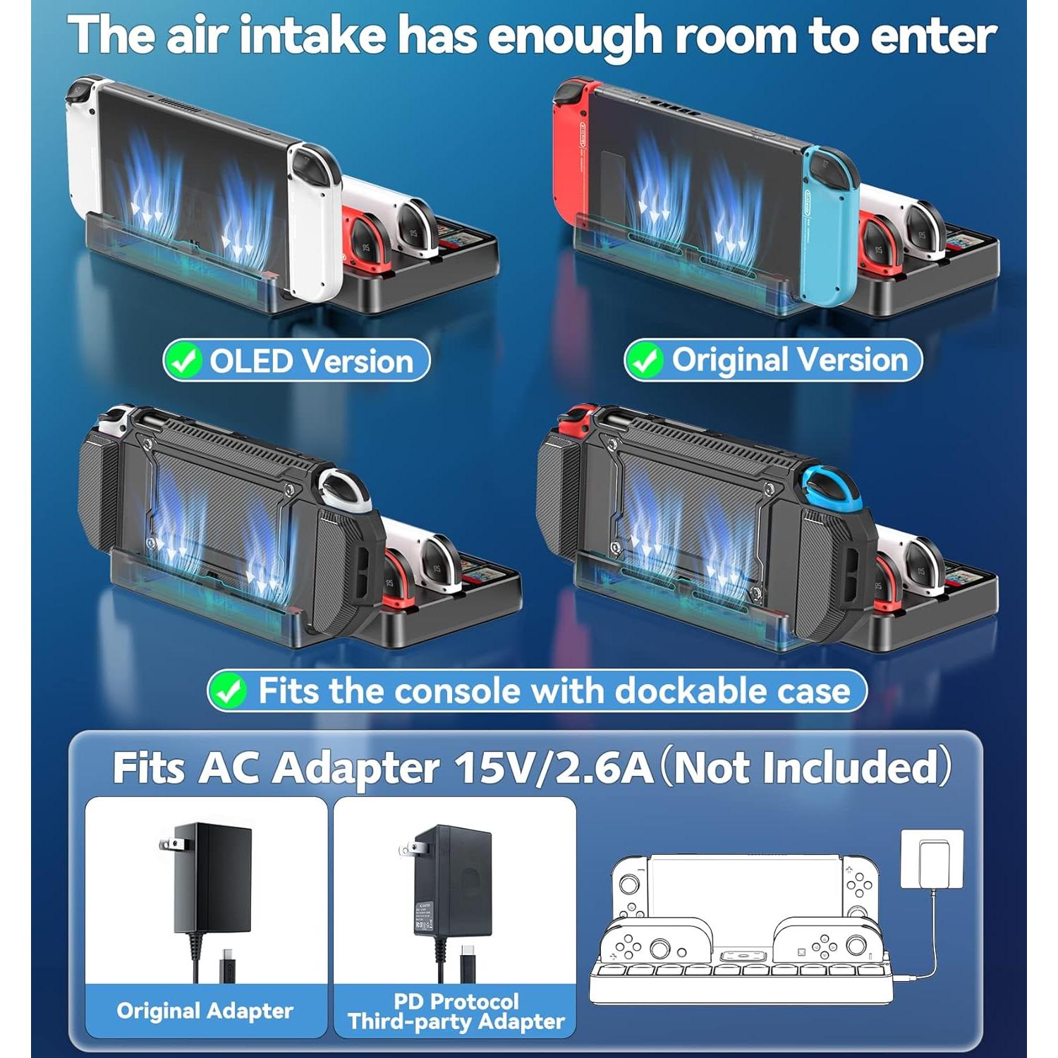 Estación de Acoplamiento Tokluck para Nintendo Switch con Cargador