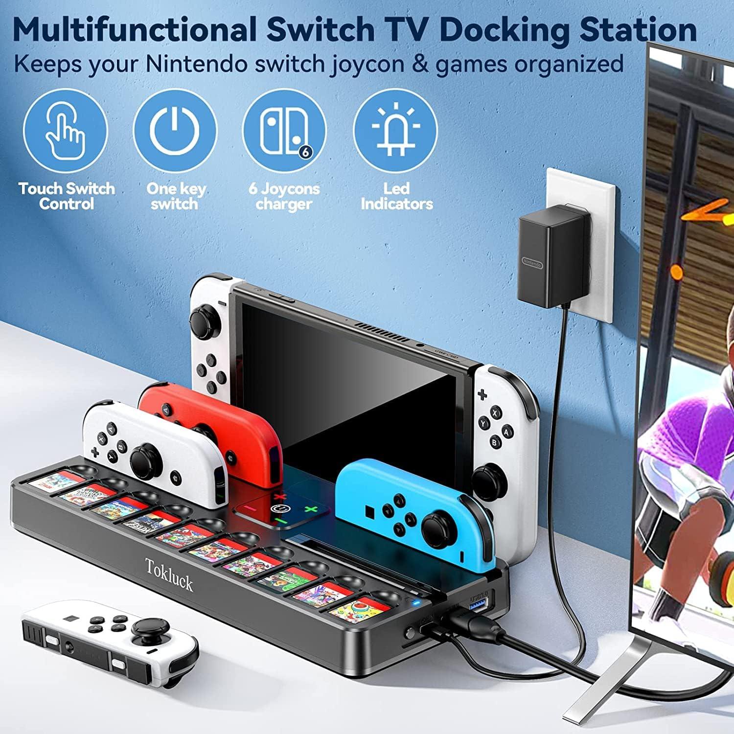 Estación de Acoplamiento Tokluck para Nintendo Switch con Cargador