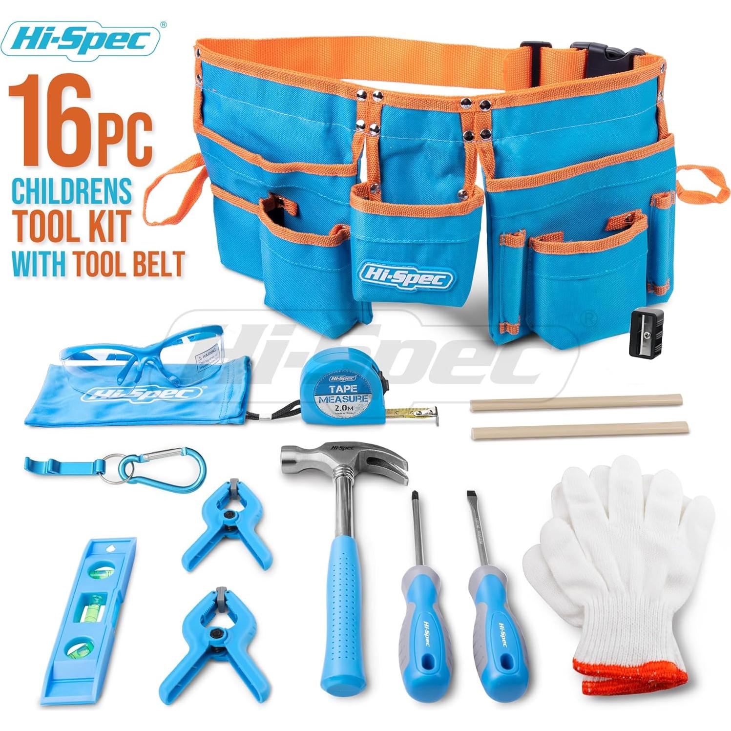 Juego de Herramientas Reales Hi-Spec para Niños 16 Piezas Azul