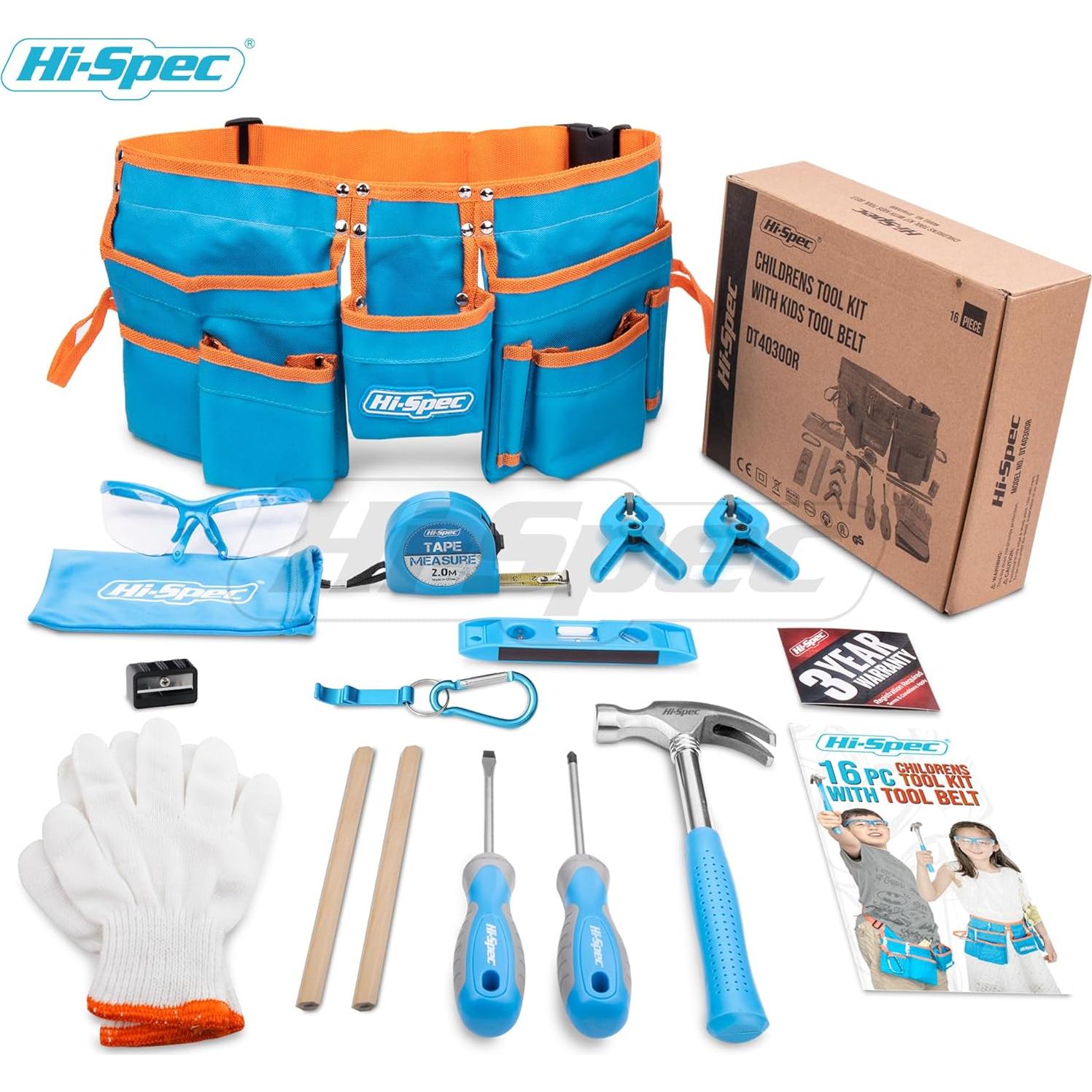 Juego de Herramientas Reales Hi-Spec para Niños 16 Piezas Azul