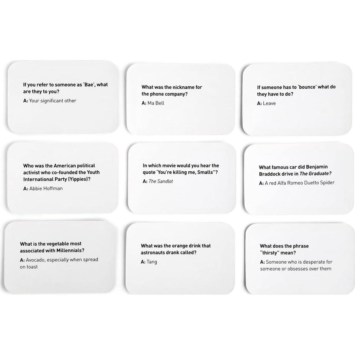 Juego de Cartas de Trivia La Compañía Imagineering Millennials vs Boomers