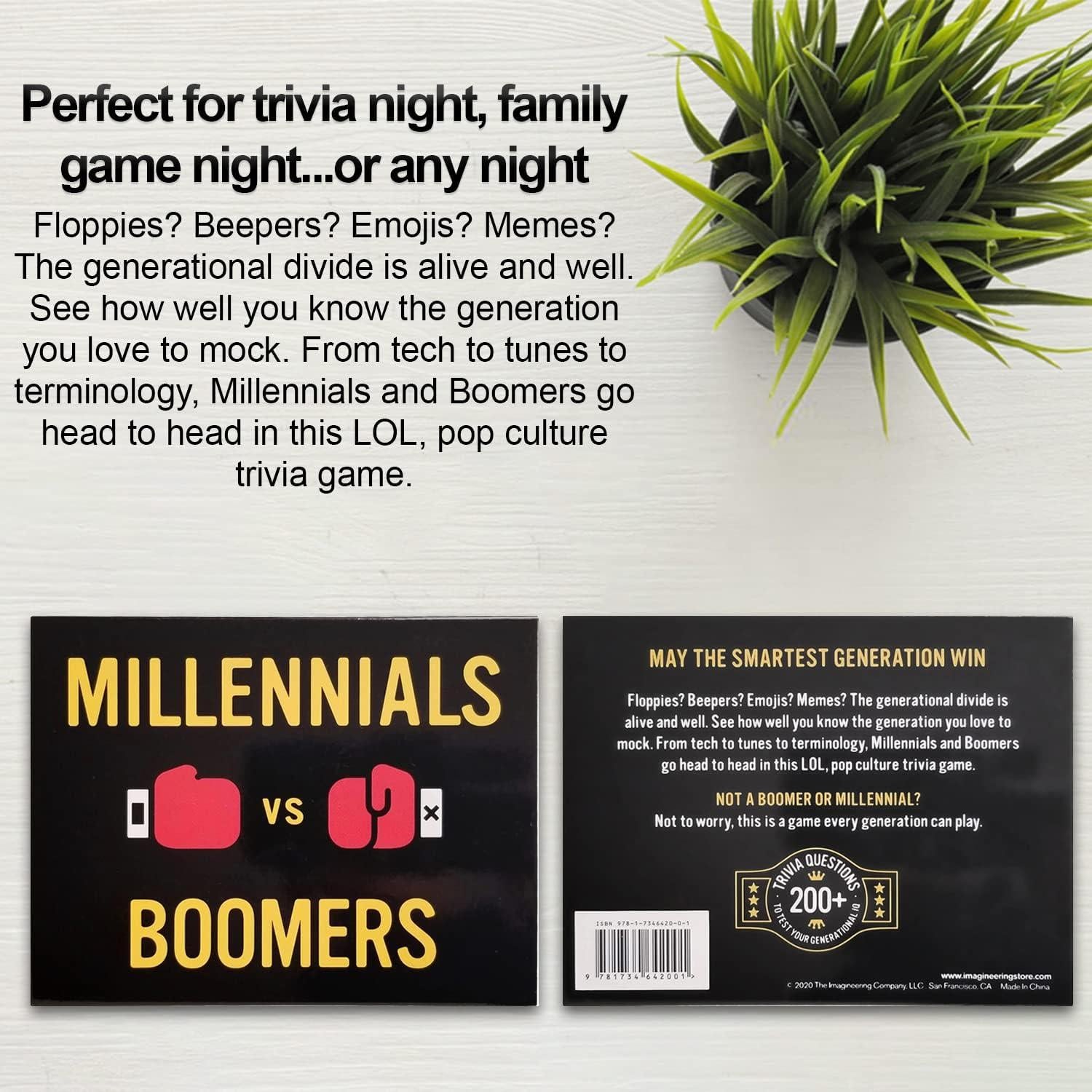 Juego de Cartas de Trivia La Compañía Imagineering Millennials vs Boomers