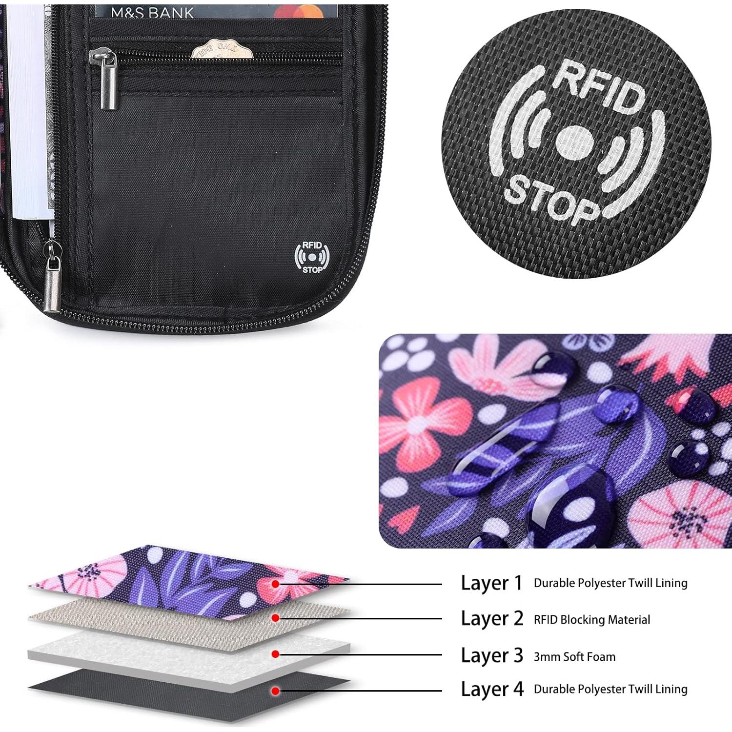 Billetera de Pasaporte Familiar RFID Rosa Impermeable 12.7x17.8cm
