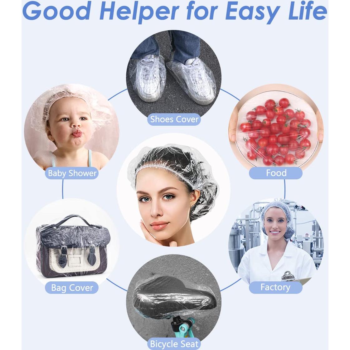 Gorros de Ducha Desechables Aquior 100 Pcs Impermeables 52 cm