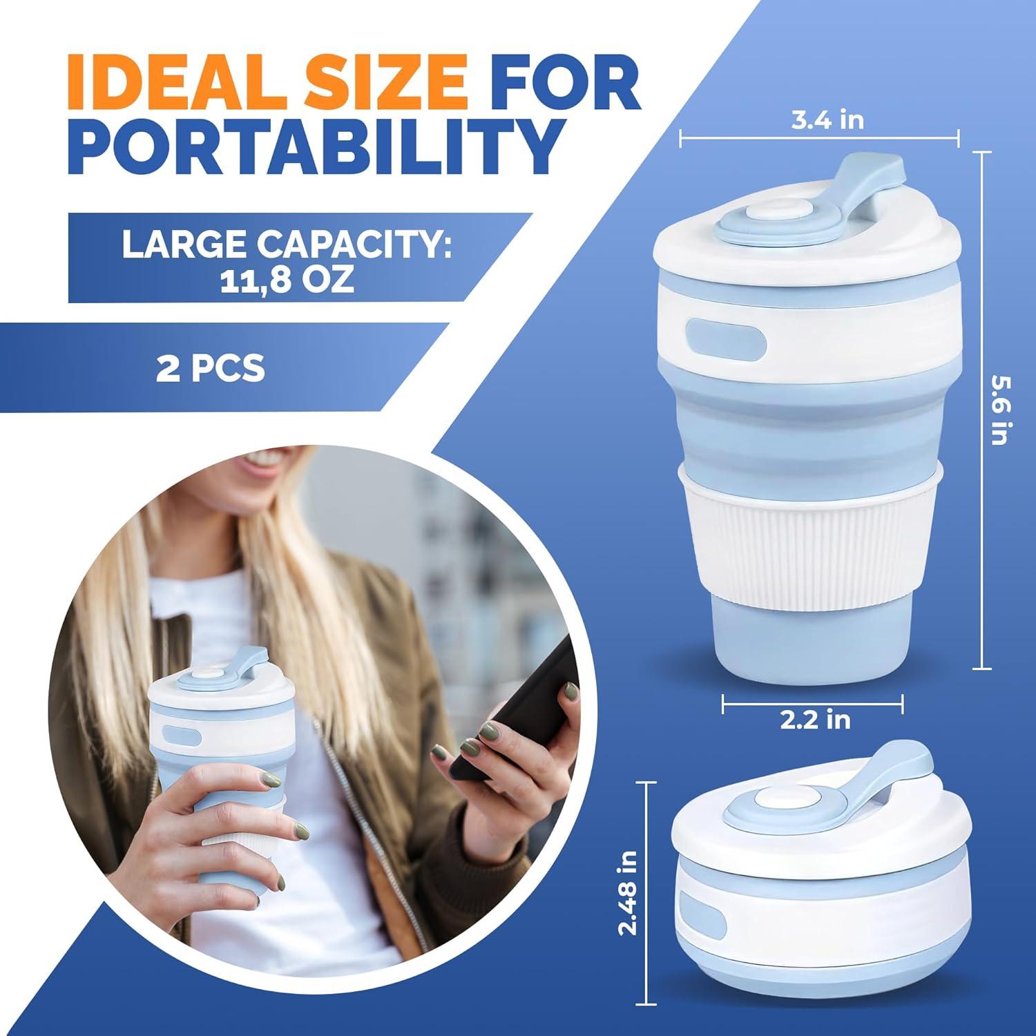 Taza Plegable Reutilizable VIKROM 350ml a Prueba de Fugas