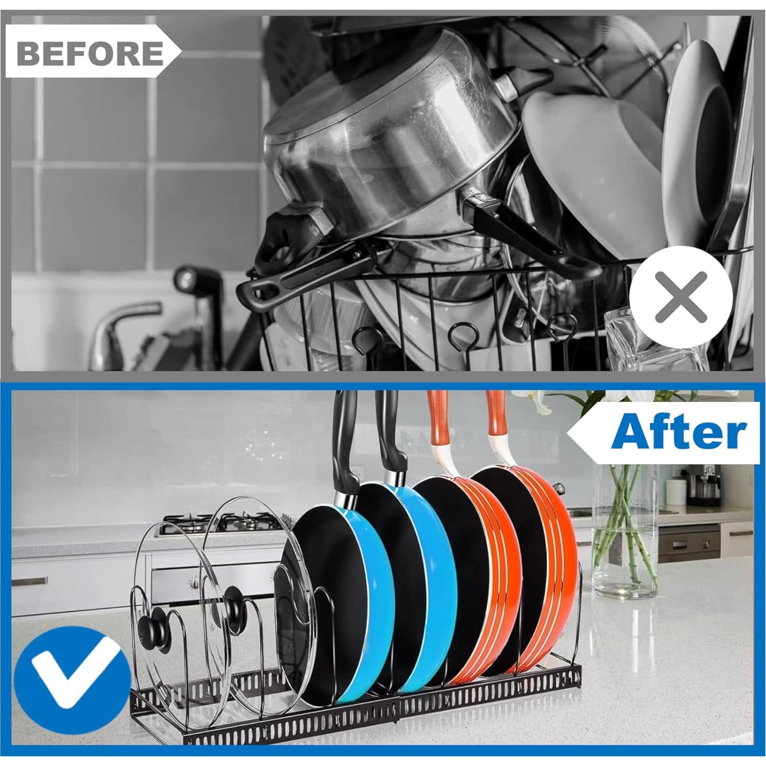 Organizador de Ollas y Sartenes Geanbioso Expandible 12 Divisores