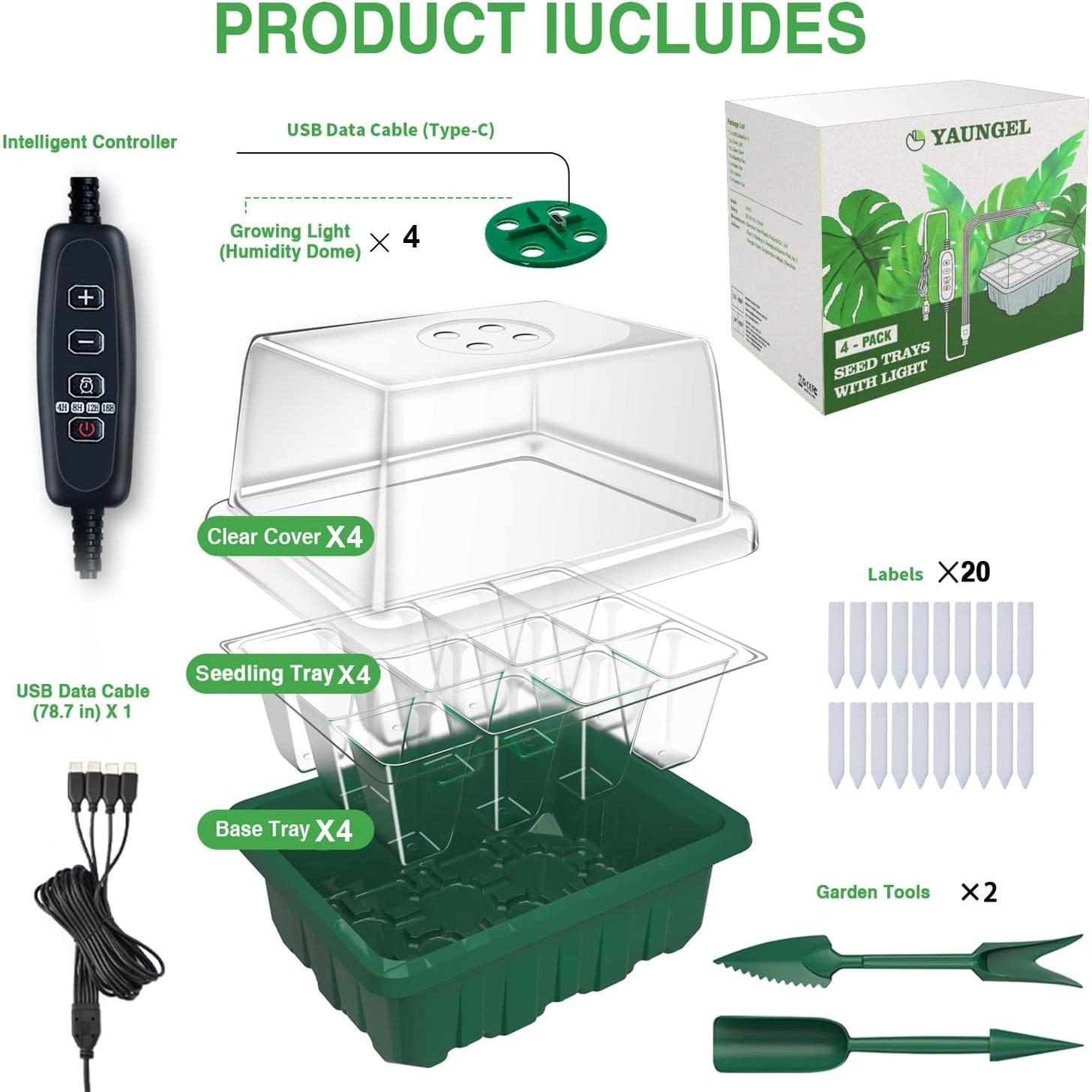 Bandeja de Inicio de Semillas YAUNGEL con Luz LED y Temporizador