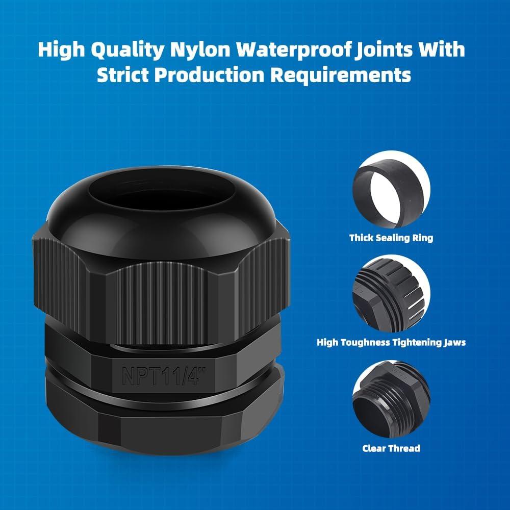 Conector de Cable Gland NPT 32mm 2 Piezas IP68 Nylon