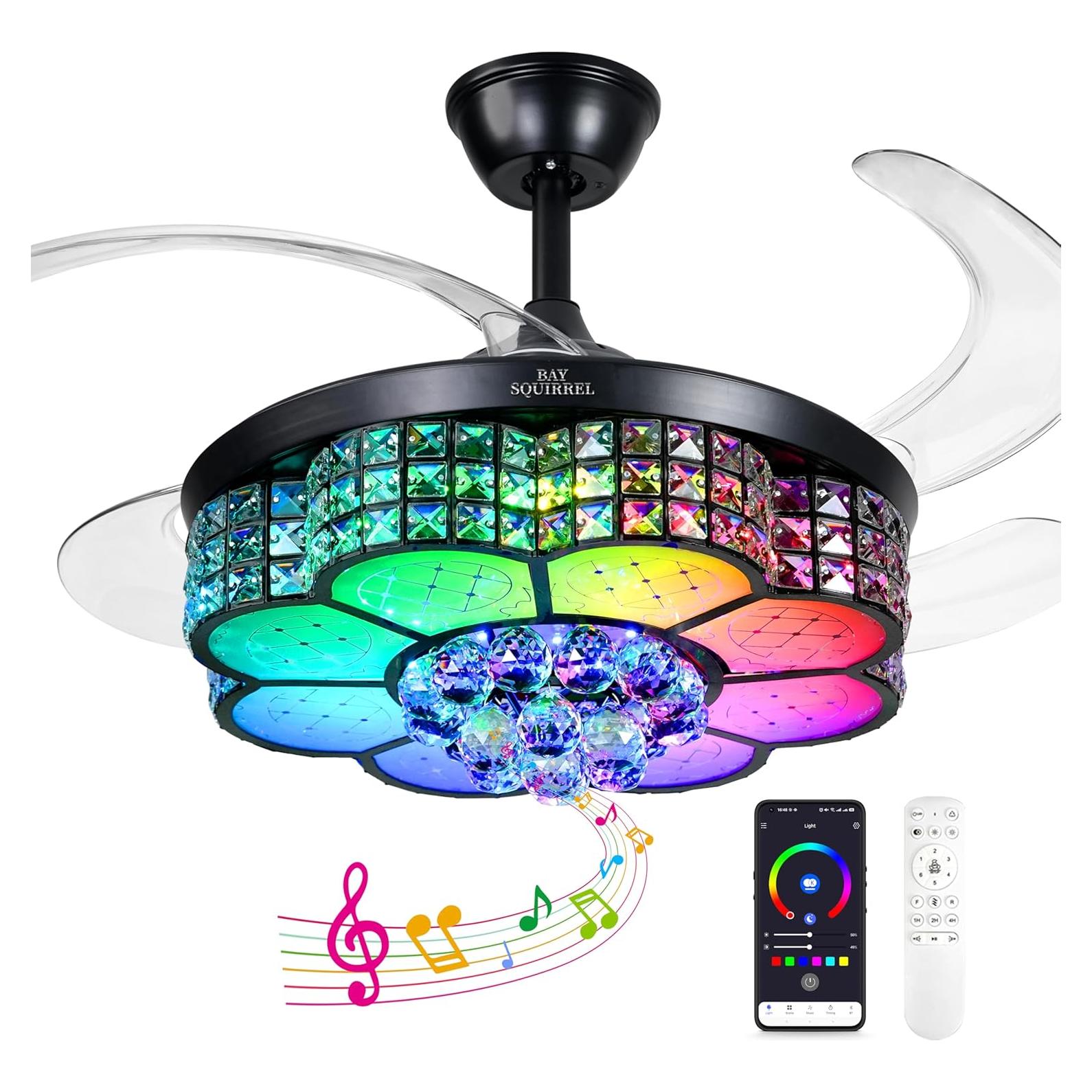 Ventilador de Techo Retráctil BAYSQUIRREL 106.68 cm con Luz RGB-LED