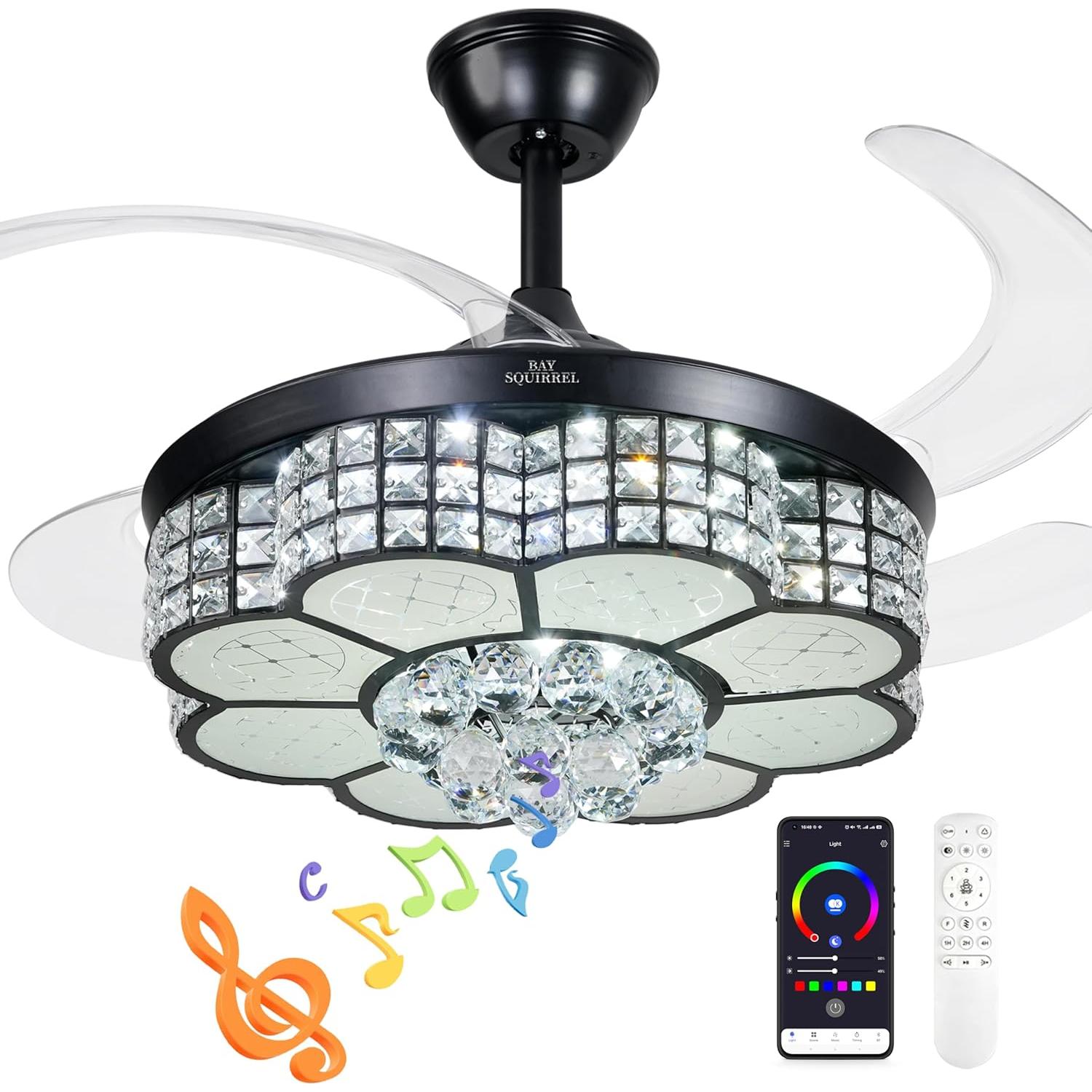 Ventilador de Techo Retráctil BAYSQUIRREL 106.68 cm con Luz RGB-LED