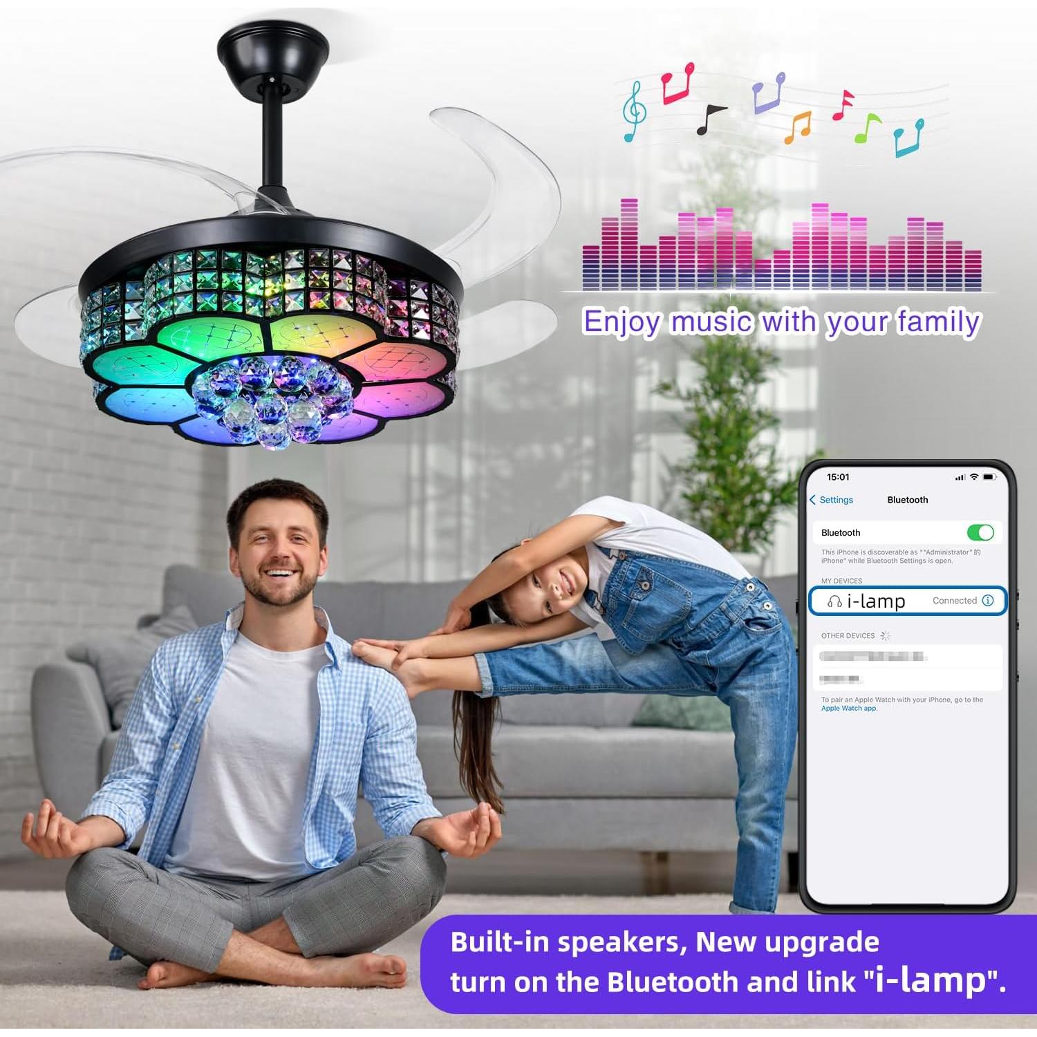 Ventilador de Techo Retráctil BAYSQUIRREL 106.68 cm con Luz RGB-LED