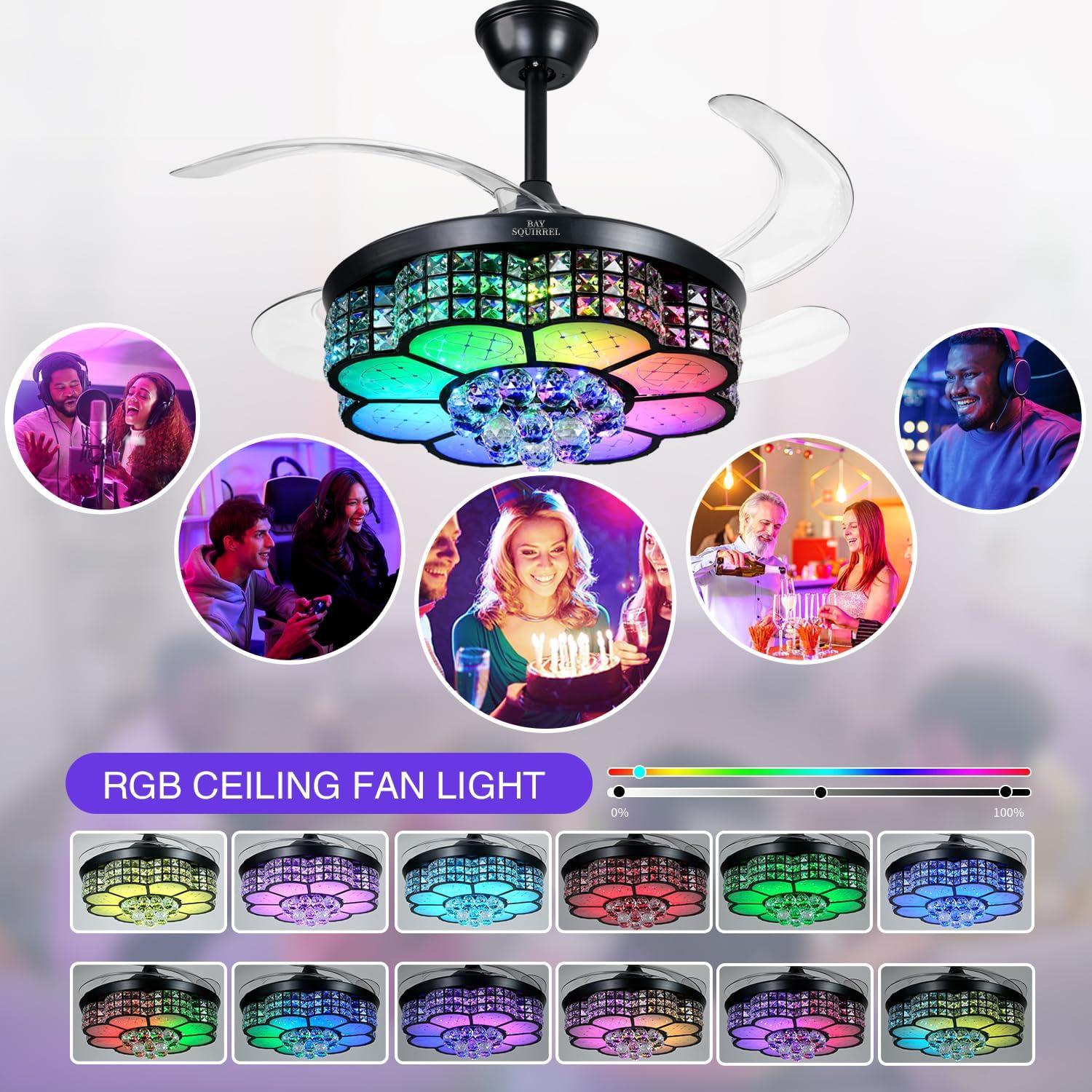 Ventilador de Techo Retráctil BAYSQUIRREL 106.68 cm con Luz RGB-LED