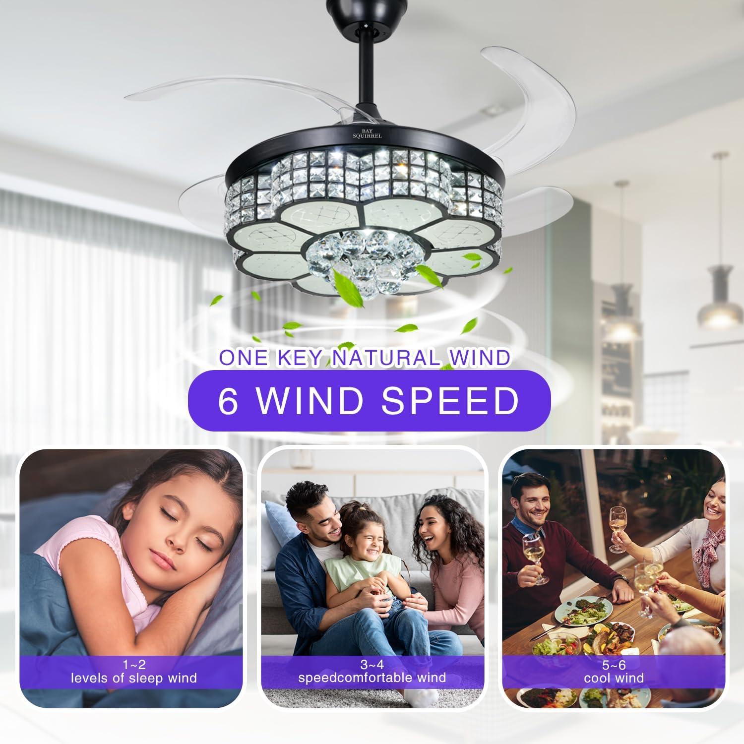 Ventilador de Techo Retráctil BAYSQUIRREL 106.68 cm con Luz RGB-LED