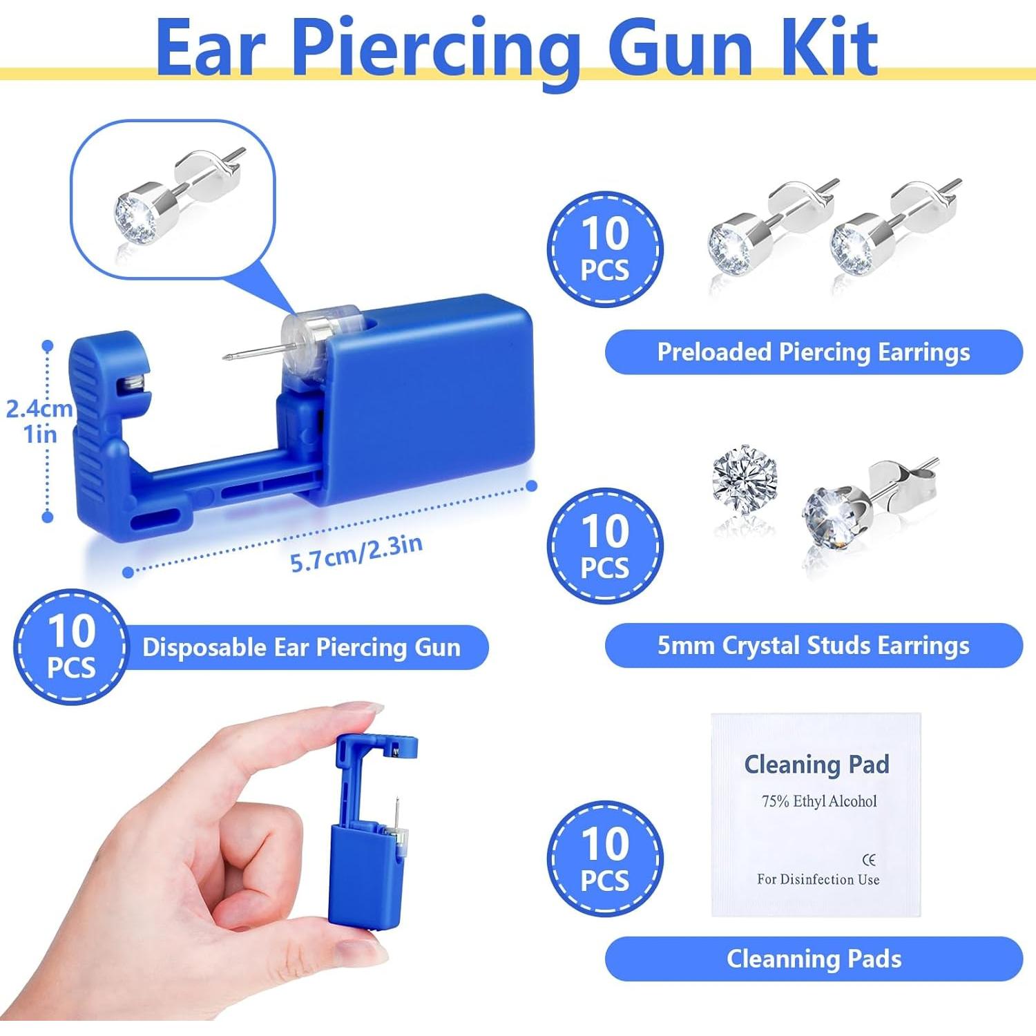 Kit de Perforación de Orejas Evatage 30 Piezas con Aretes