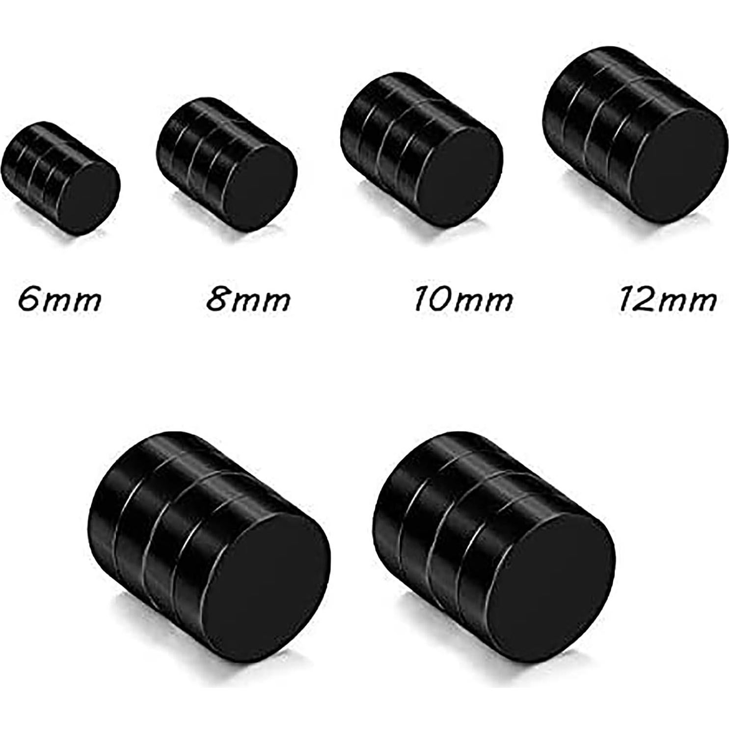 Pendientes Magnéticos Falsos YZstyle Acero Inoxidable Negro 12mm