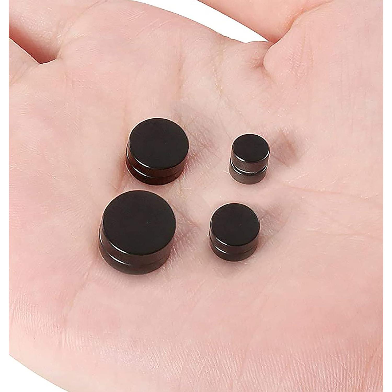 Pendientes Magnéticos Falsos YZstyle Acero Inoxidable Negro 12mm