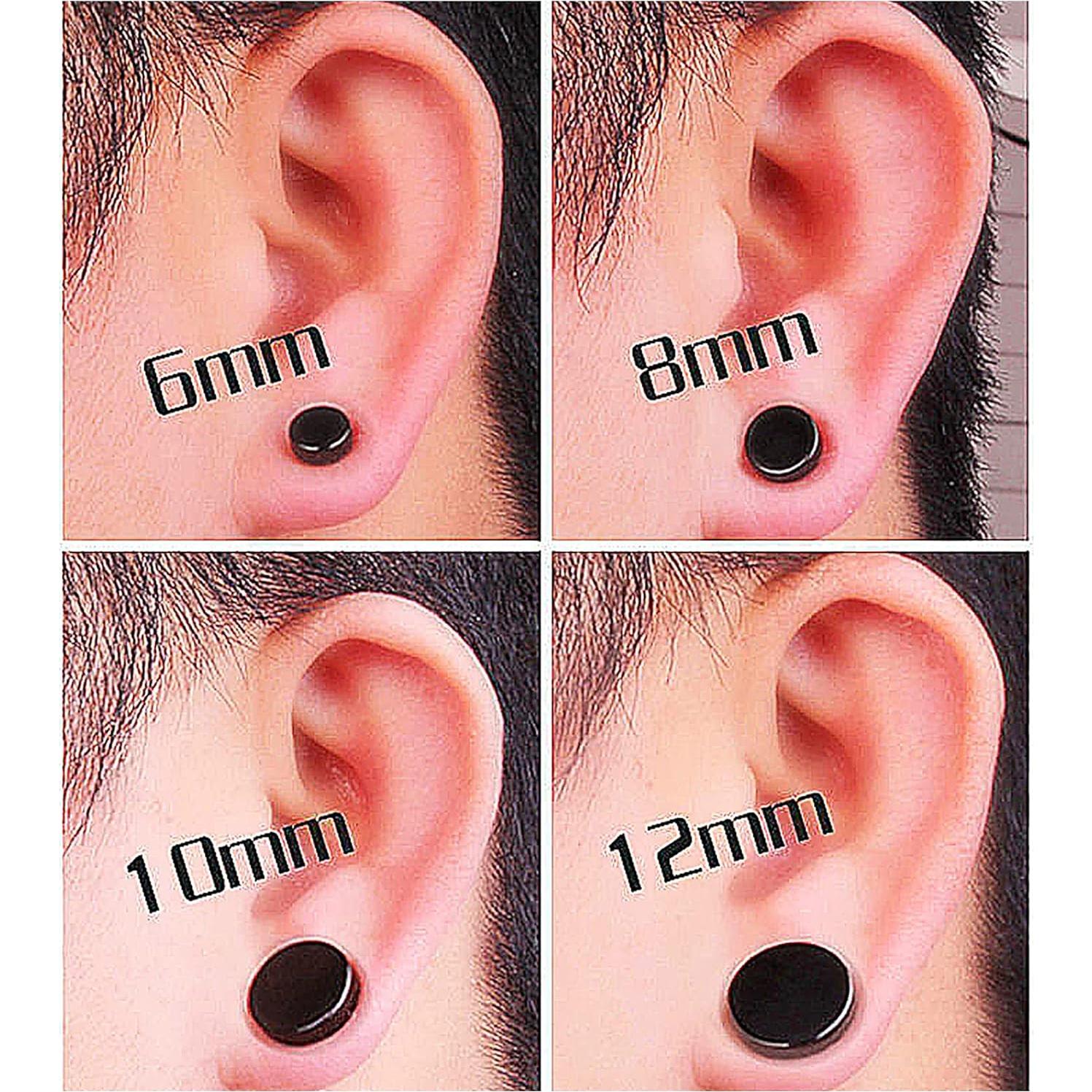 Pendientes Magnéticos Falsos YZstyle Acero Inoxidable Negro 12mm