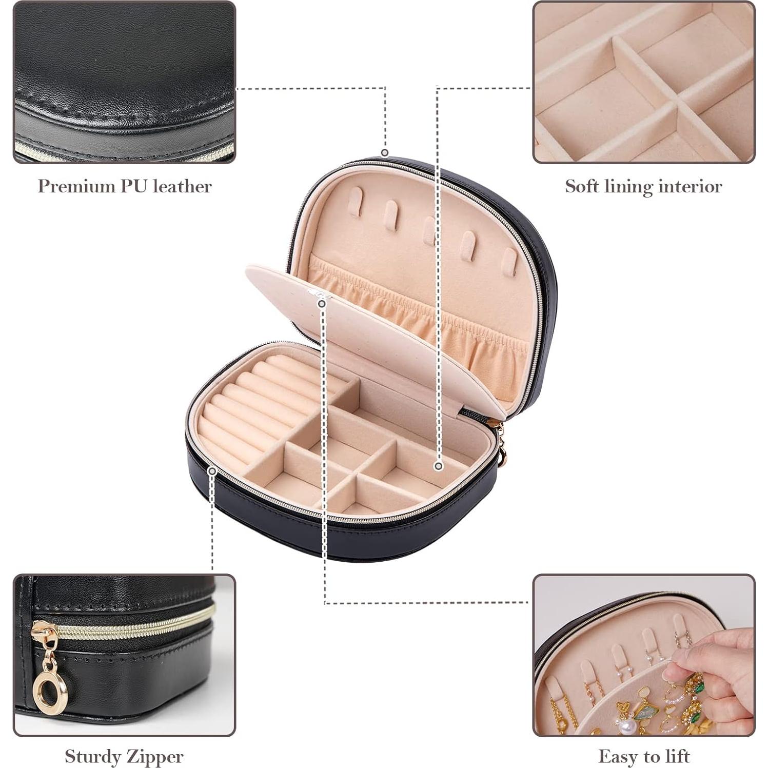 Caja de Joyería ProCase Mediana de Viaje en Cuero PU Negro