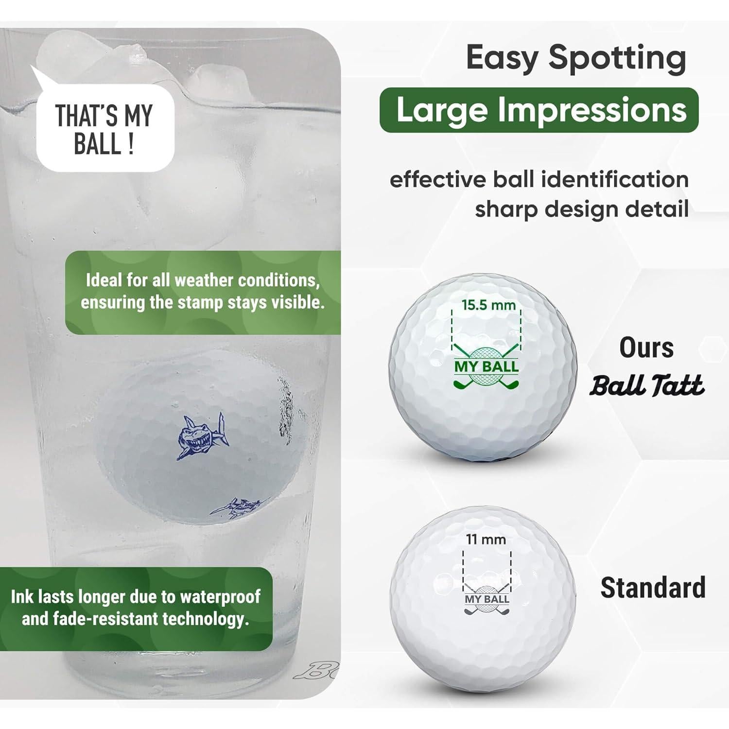 Sello de Pelota de Golf Ball Tatt - Autoinking, Secado Rápido