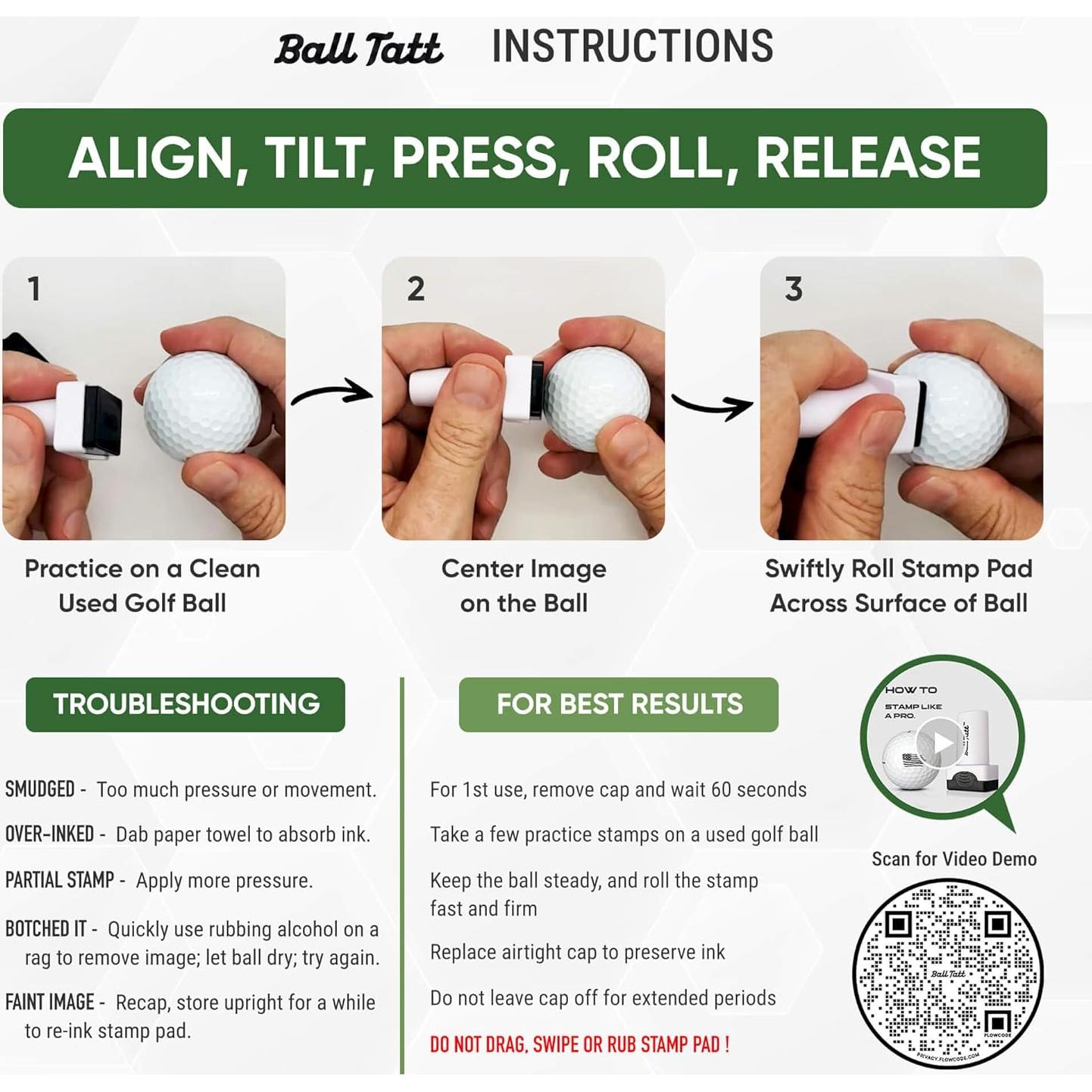 Sello de Pelota de Golf Ball Tatt - Autotintado, Secado Rápido