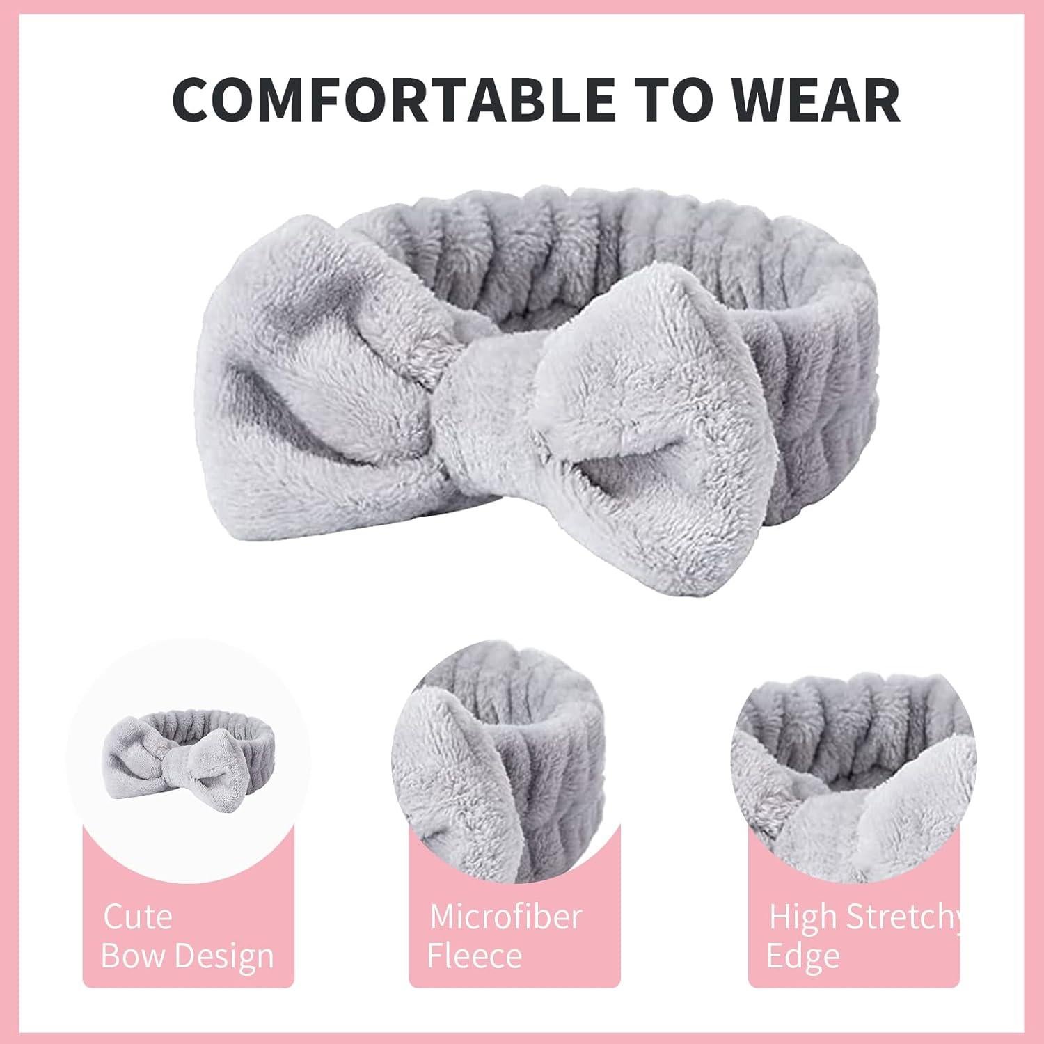 Diadema de Spa WSYUB 3 Piezas Lazo Suave para Maquillaje