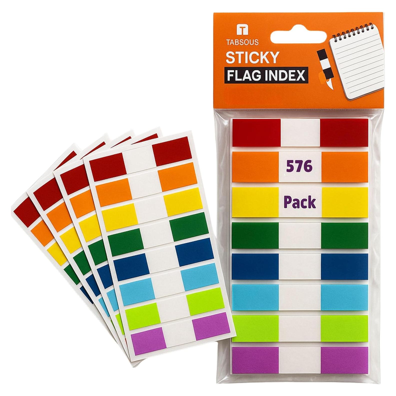 Pestañas Adhesivas Reposicionables Tabsous 576 Unidades - 8 Colores