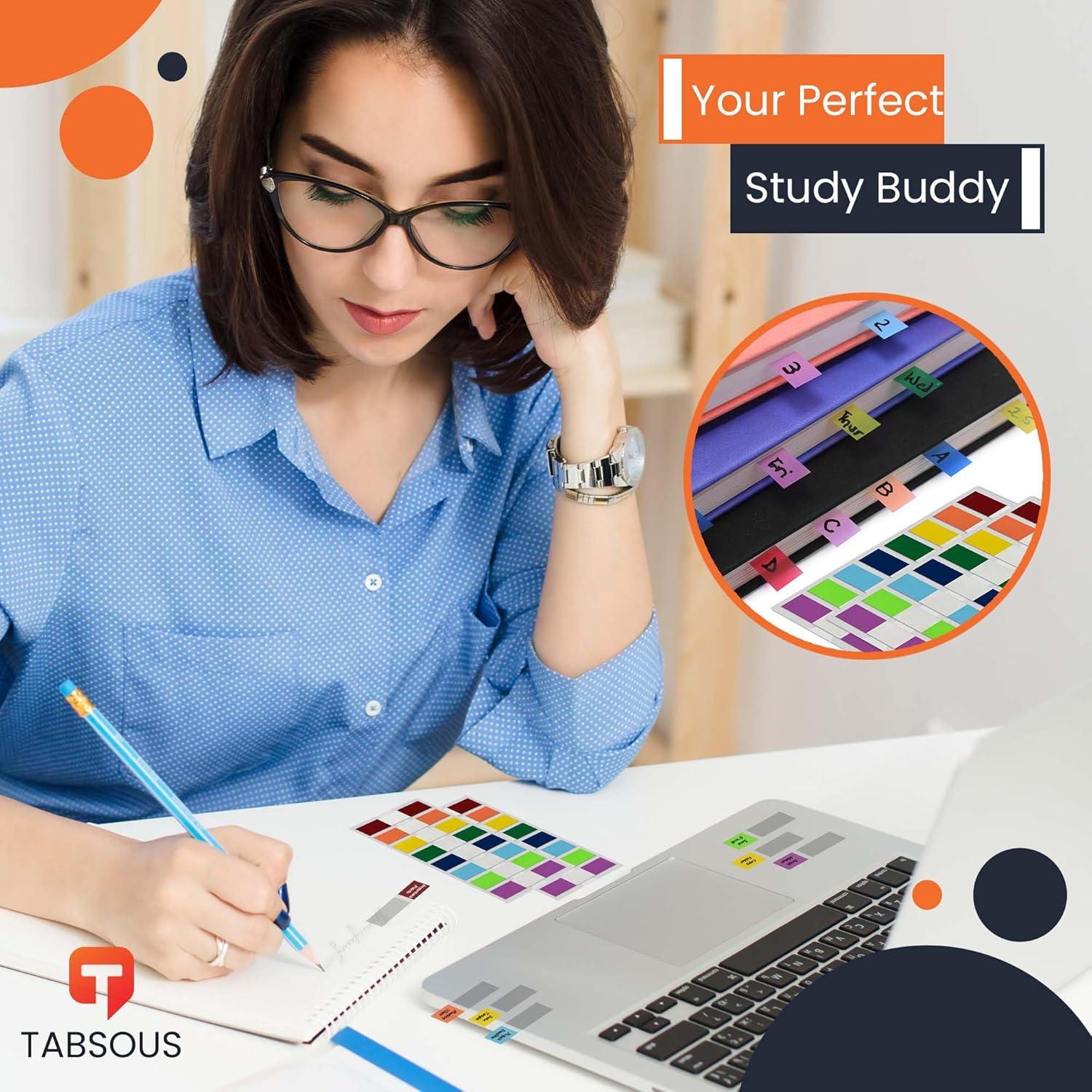 Pestañas Adhesivas Reposicionables Tabsous 576 Unidades - 8 Colores