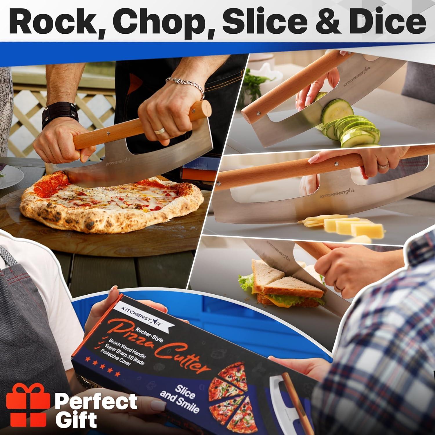 Cortador de Pizza KitchenStar 35.6 cm Acero Inoxidable Mango Madera