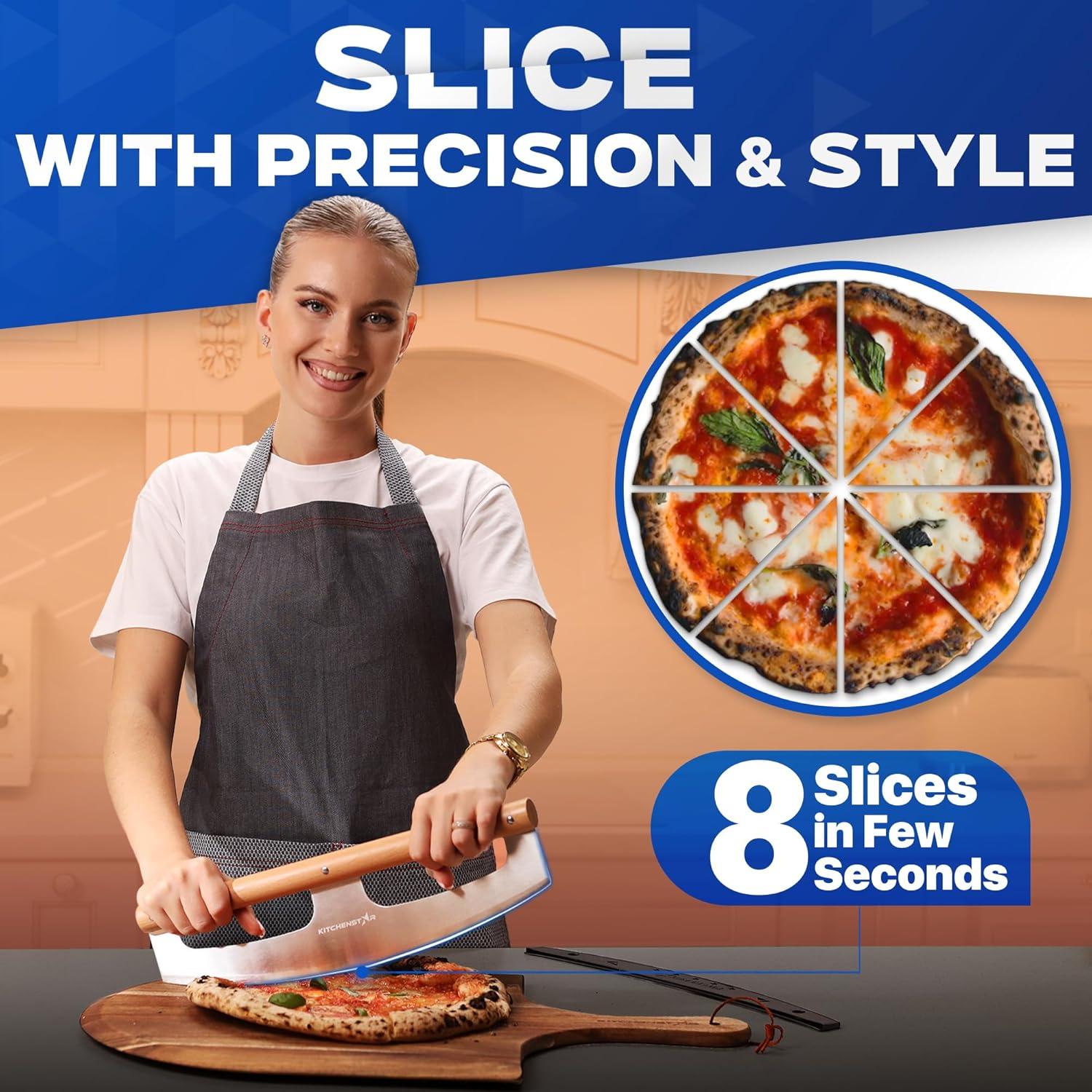 Cortador de Pizza KitchenStar 35.6 cm Acero Inoxidable Mango Madera