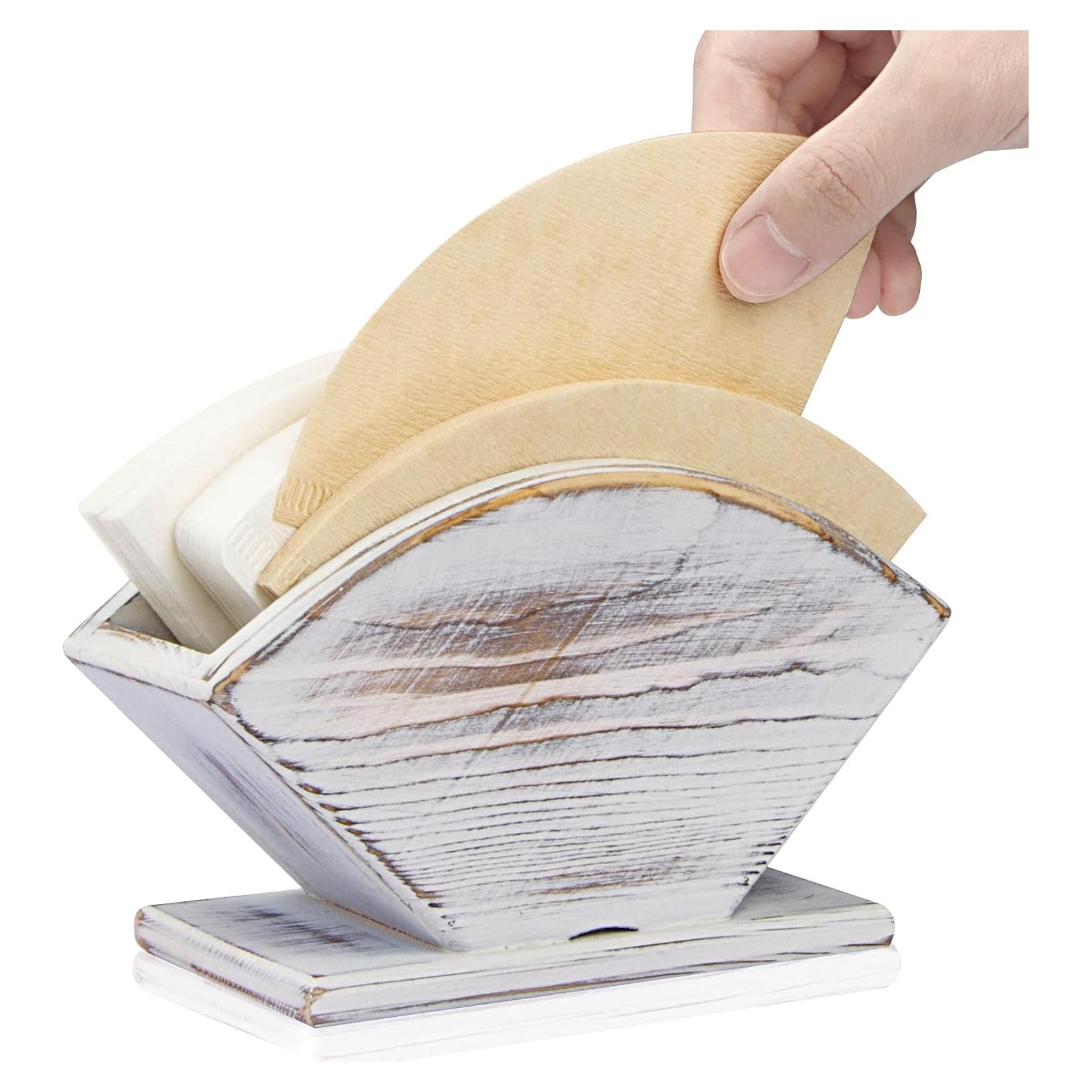 Soporte para filtros de café ANBOXIT de pino blanco 12.8x7.2x16.5 cm