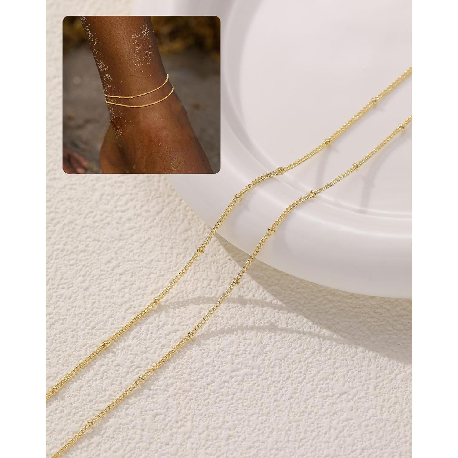 Brazaletes de Tobillo FUNEIA Oro y Plata para Mujeres 21.8 cm