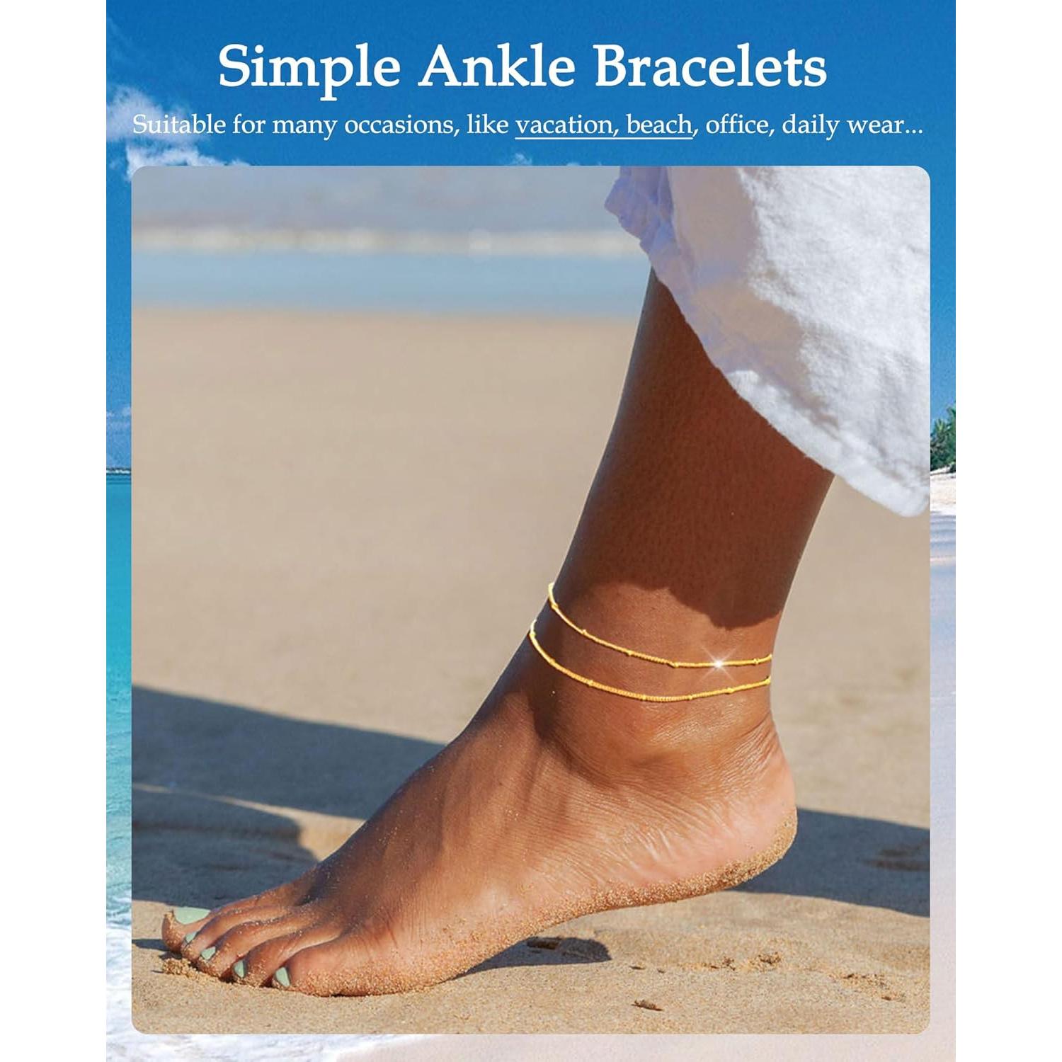 Brazaletes de Tobillo FUNEIA Oro y Plata para Mujeres 21.8 cm