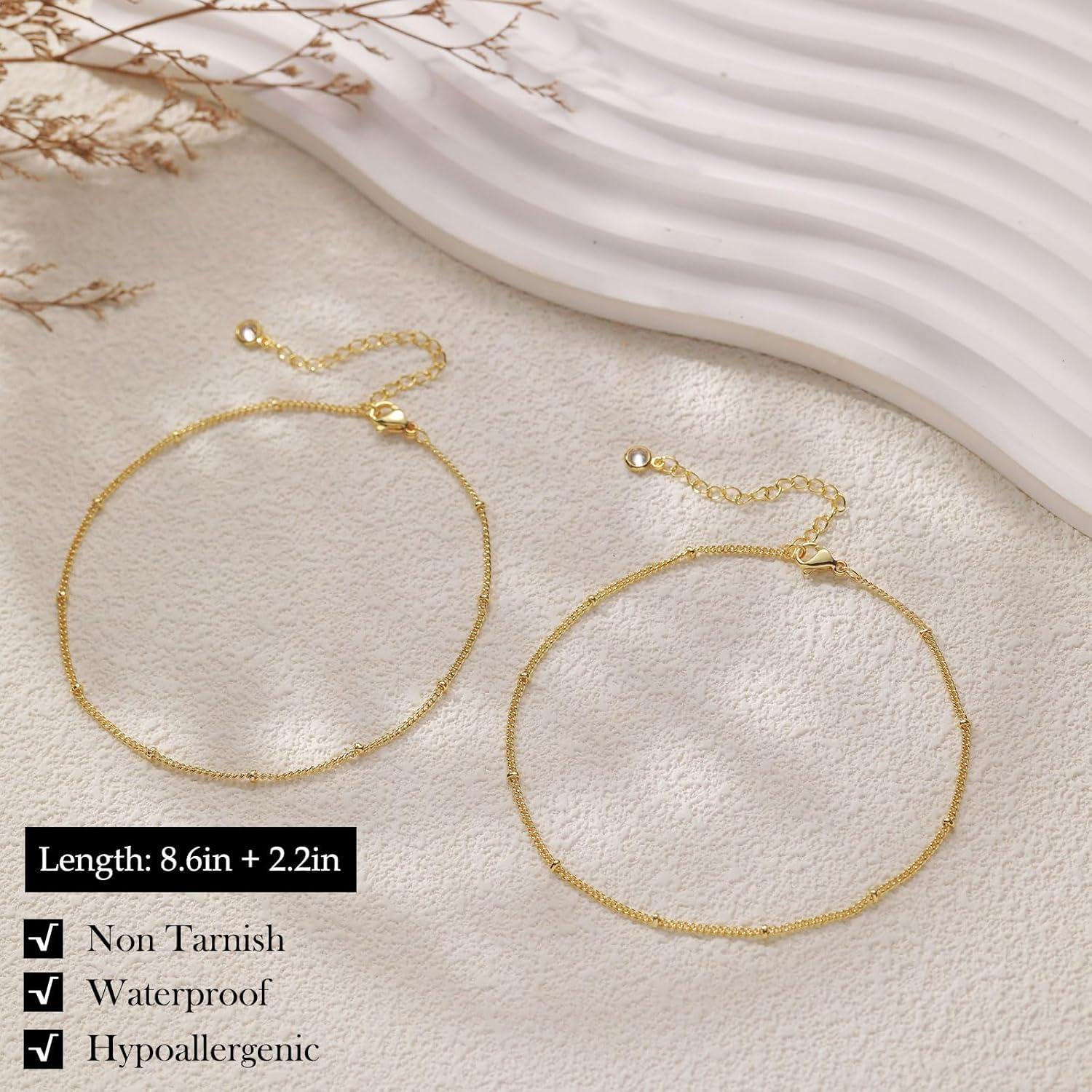 Brazaletes de Tobillo FUNEIA Oro y Plata para Mujeres 21.8 cm