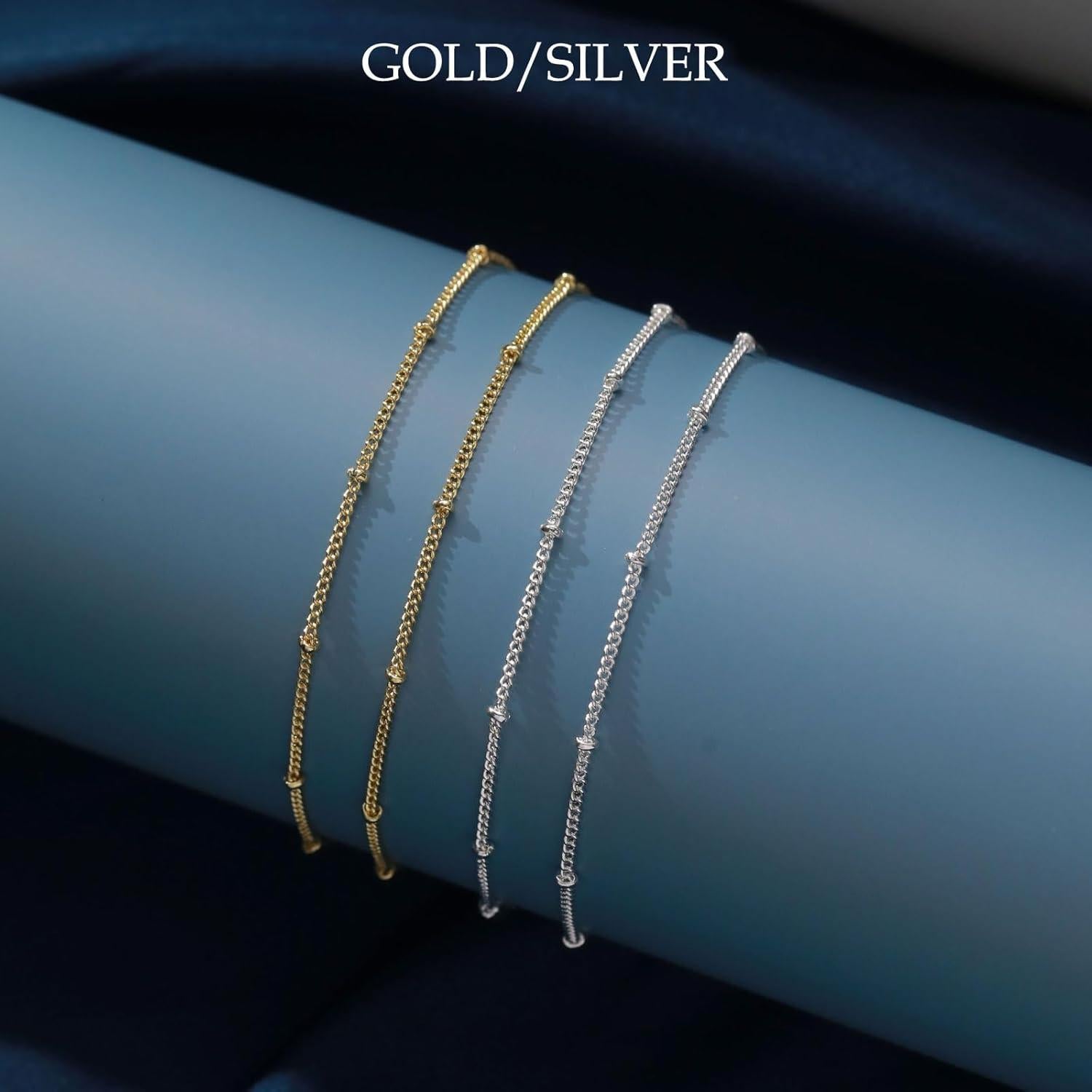 Brazaletes de Tobillo FUNEIA Oro y Plata para Mujeres 21.8 cm