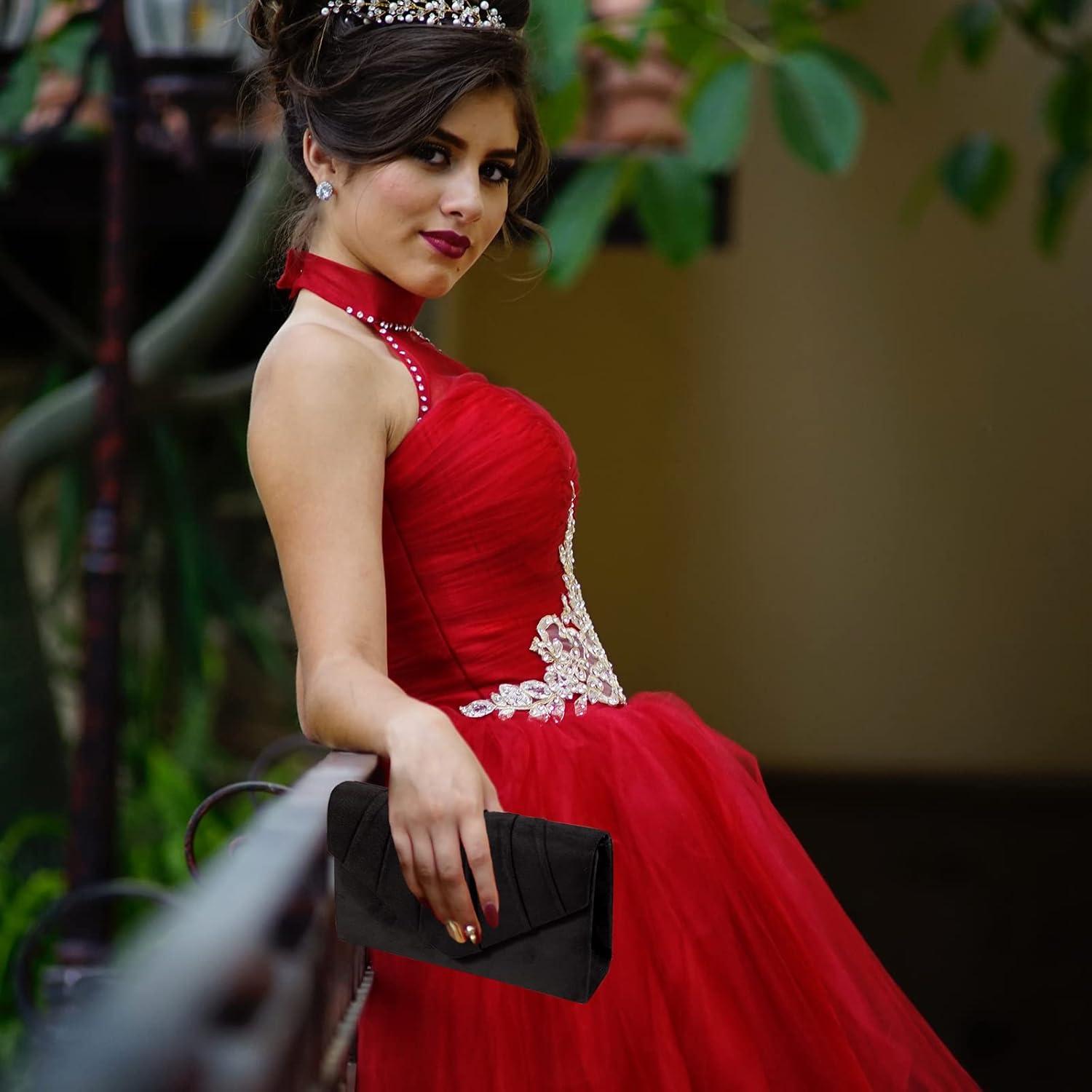 Bolso de Noche BBjinronjy para Mujeres - Terciopelo Plisado