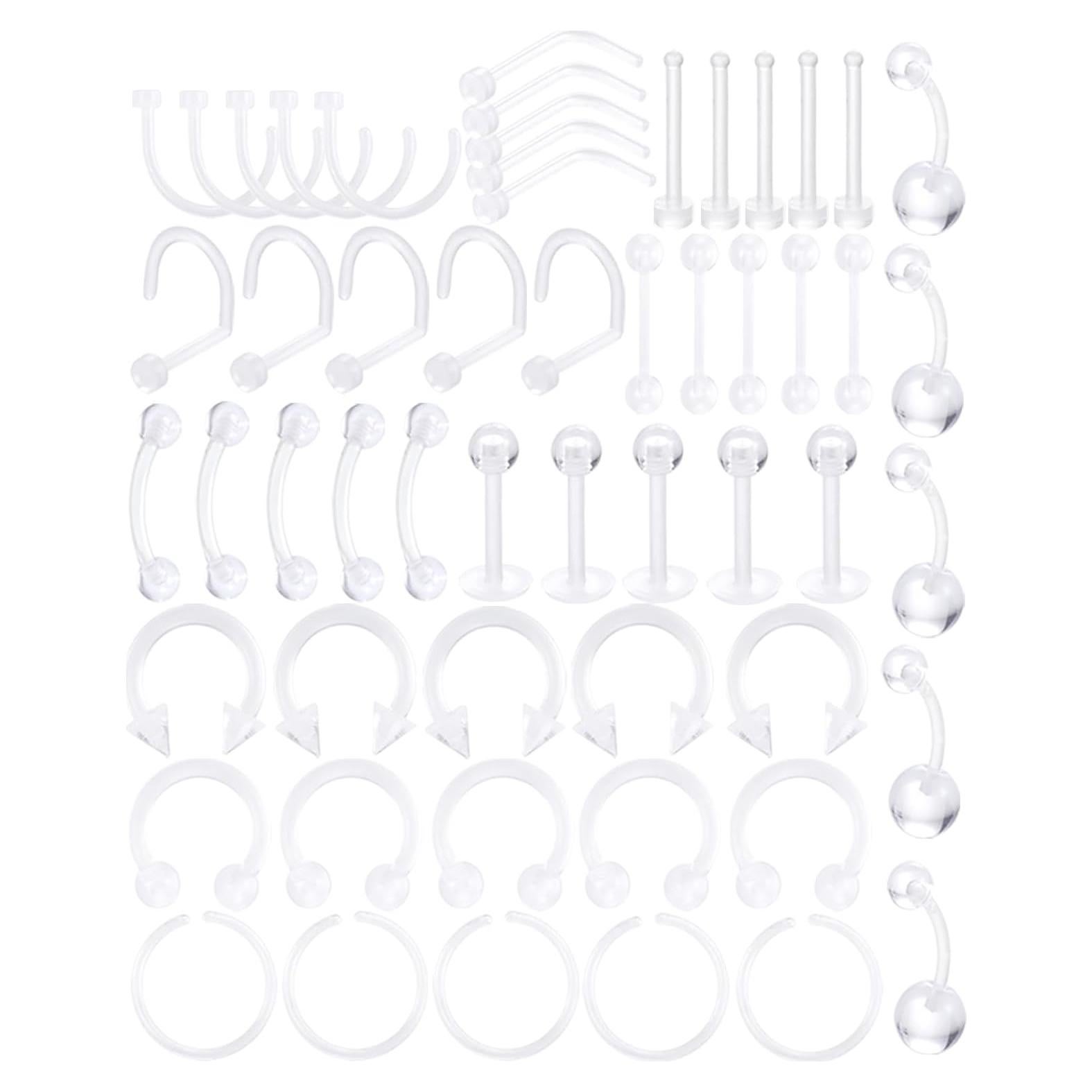 Kit de Retenedores Transparentes Bioflex 55PCS 14G 16G 20G