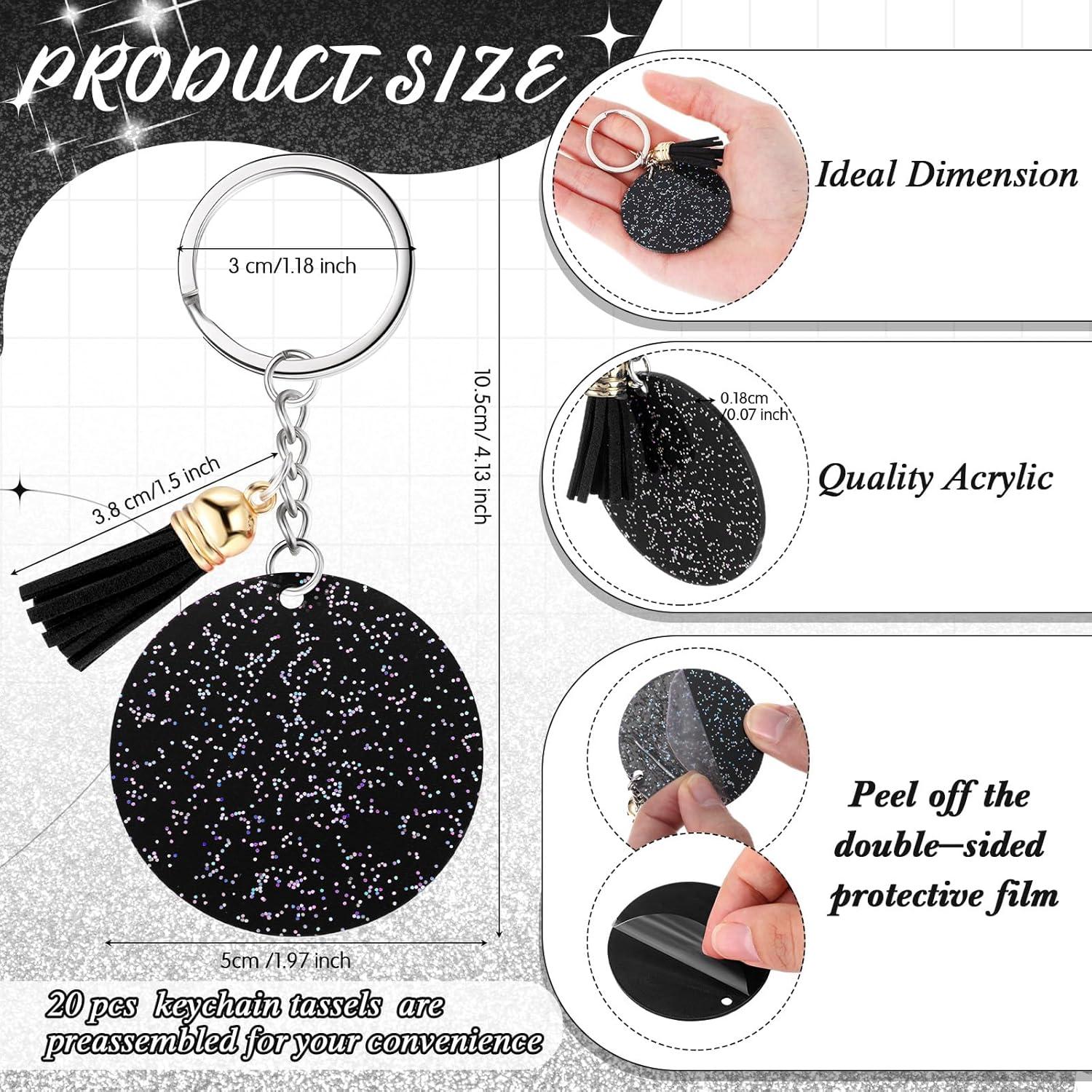 Sureio 20 Llaveros Acrílicos Brillantes con Borlas 5 cm