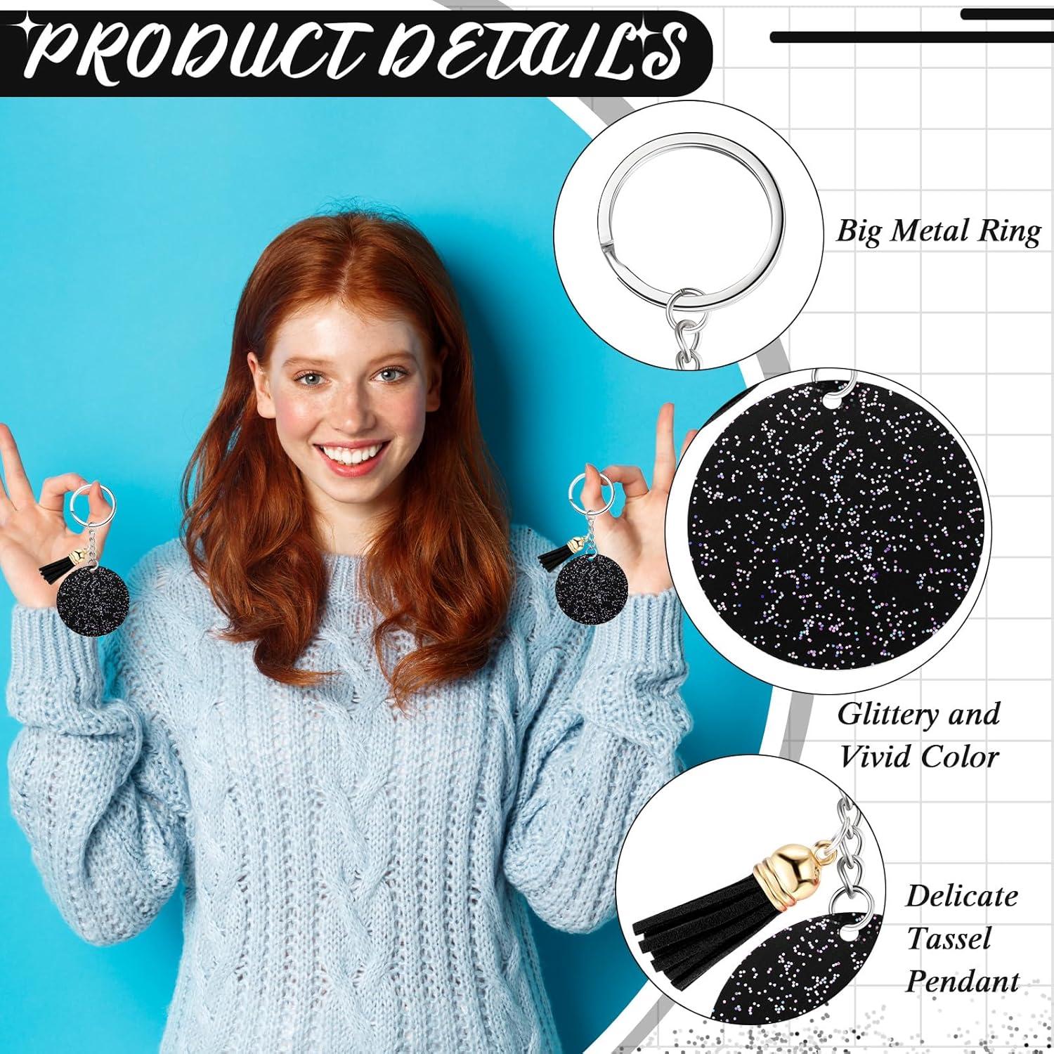 Sureio 20 Llaveros Acrílicos Brillantes con Borlas 5 cm