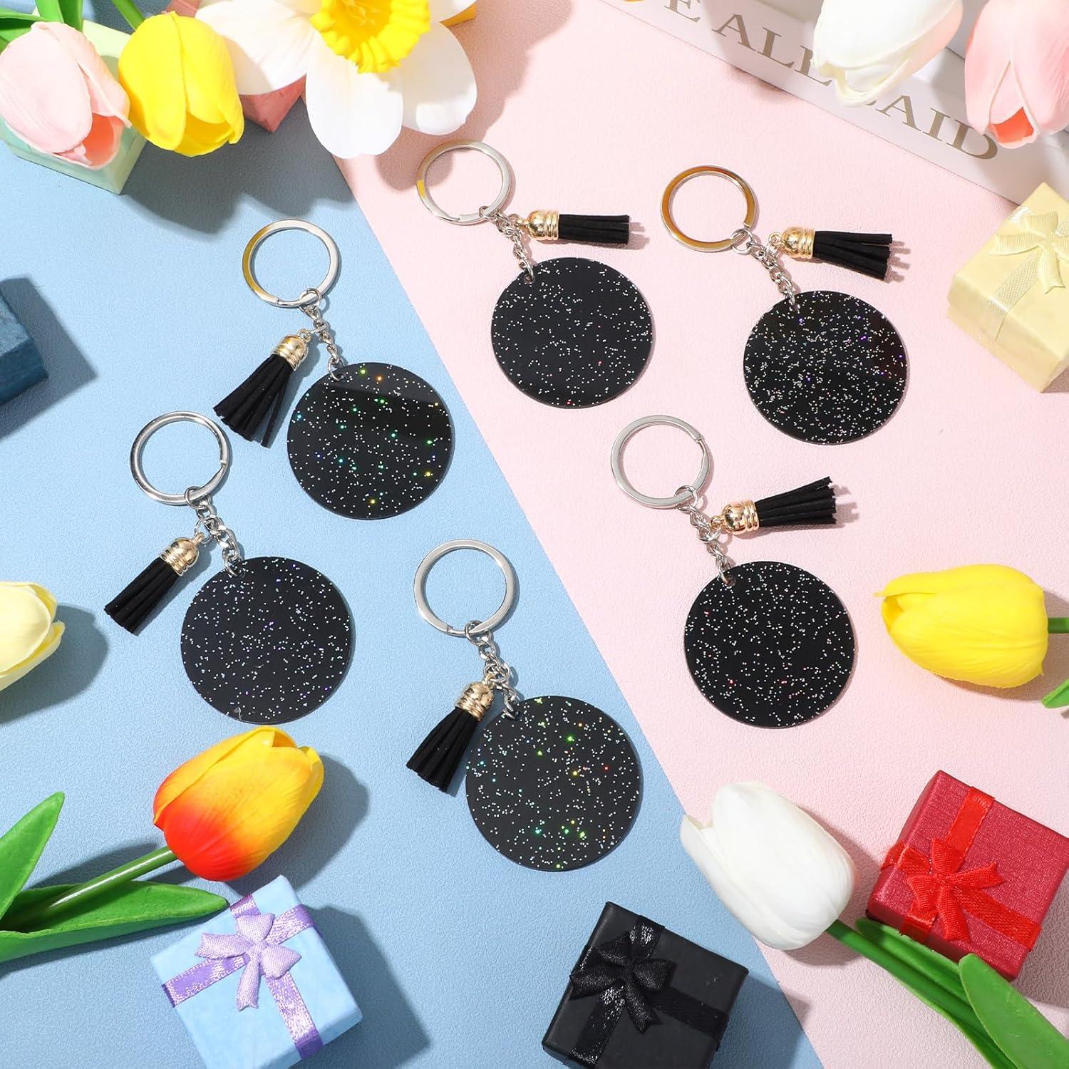 Sureio 20 Llaveros Acrílicos Brillantes con Borlas 5 cm