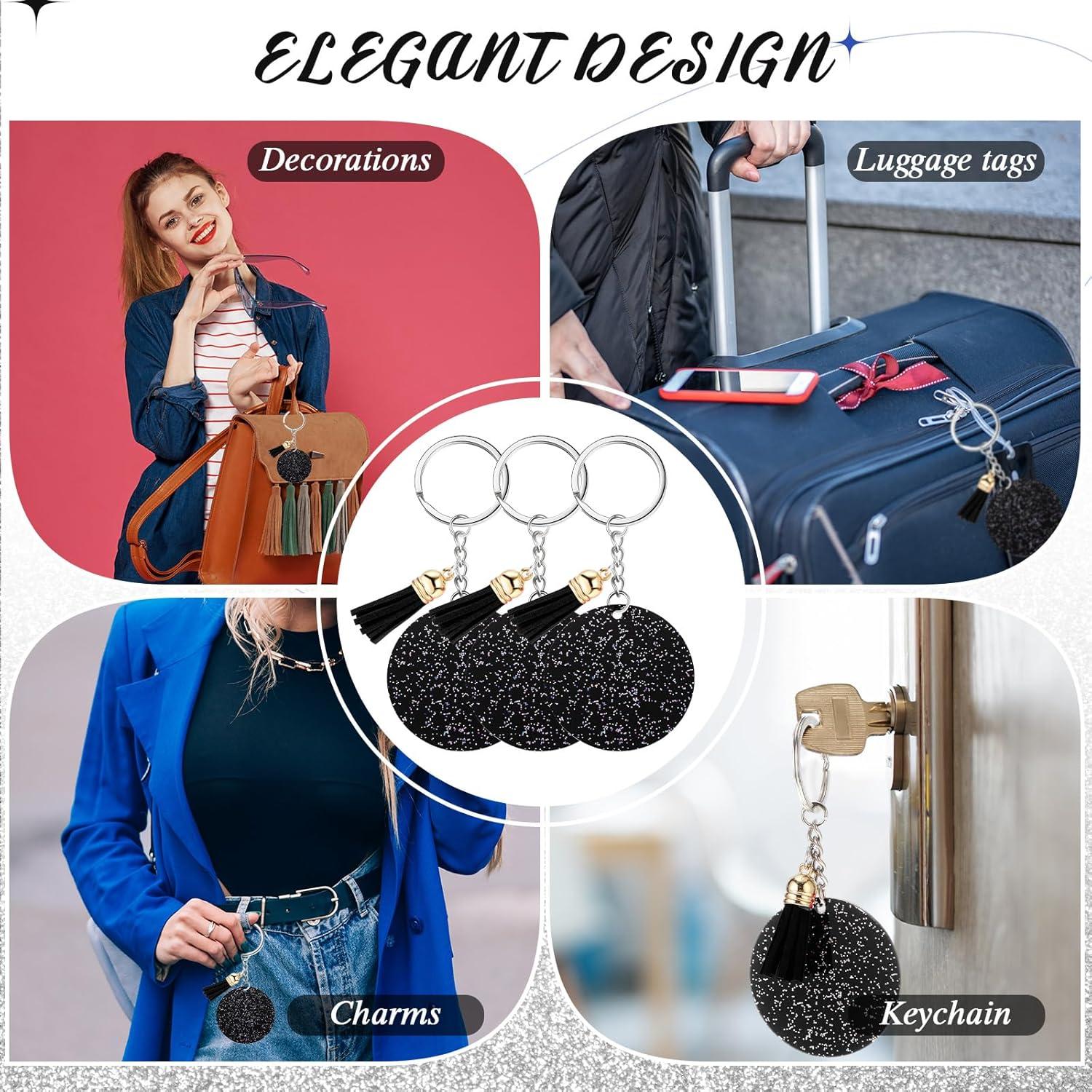 Sureio 20 Llaveros Acrílicos Brillantes con Borlas 5 cm