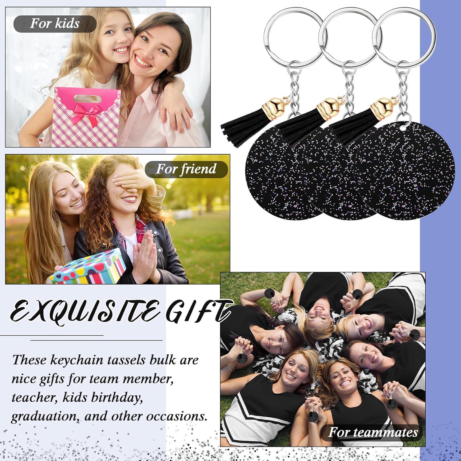 Sureio 20 Llaveros Acrílicos Brillantes con Borlas 5 cm