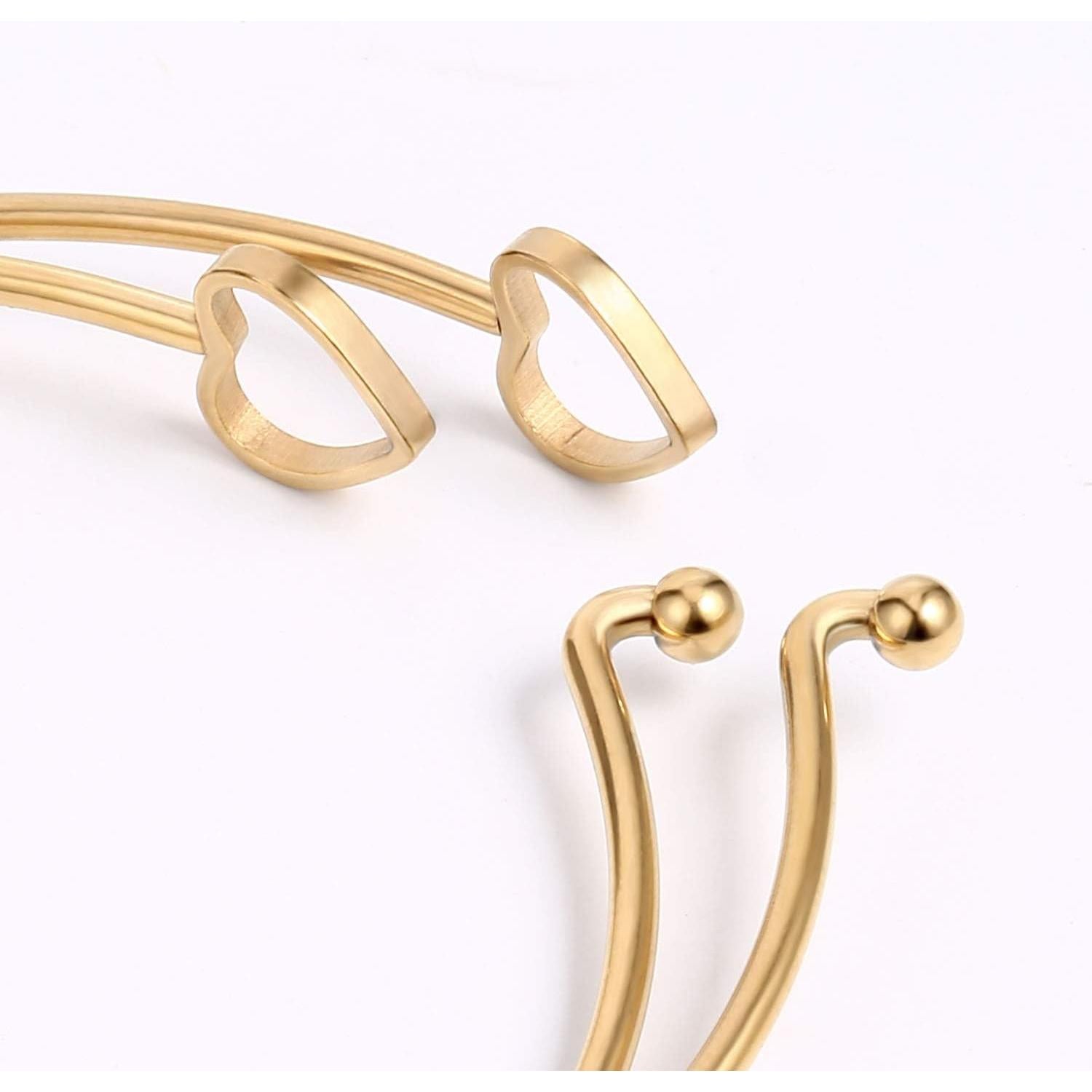 6 Pulseras Abiertas de Acero Inoxidable 14K ALEXCRAFT