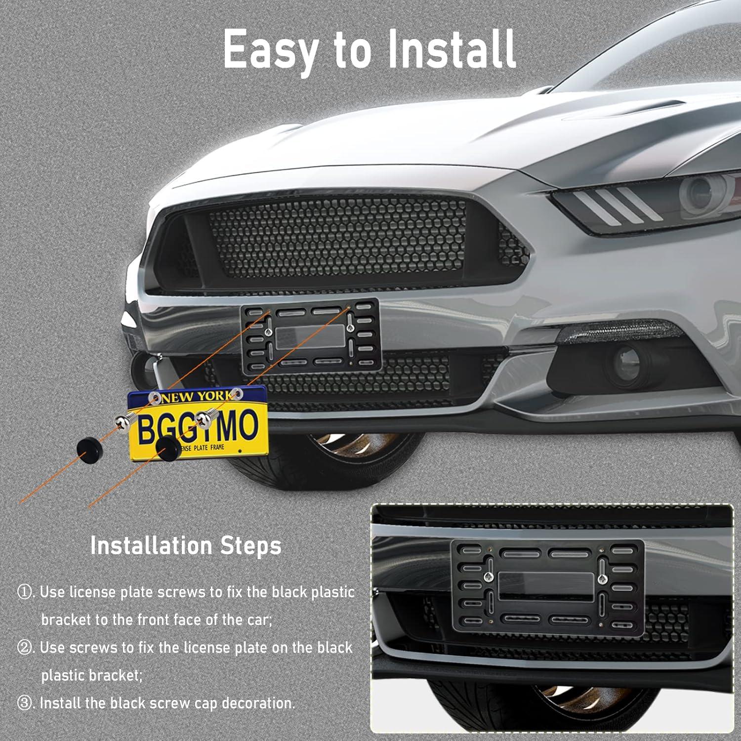 Soporte de Placa de Licencia BGGTMO Negro 4 Agujeros