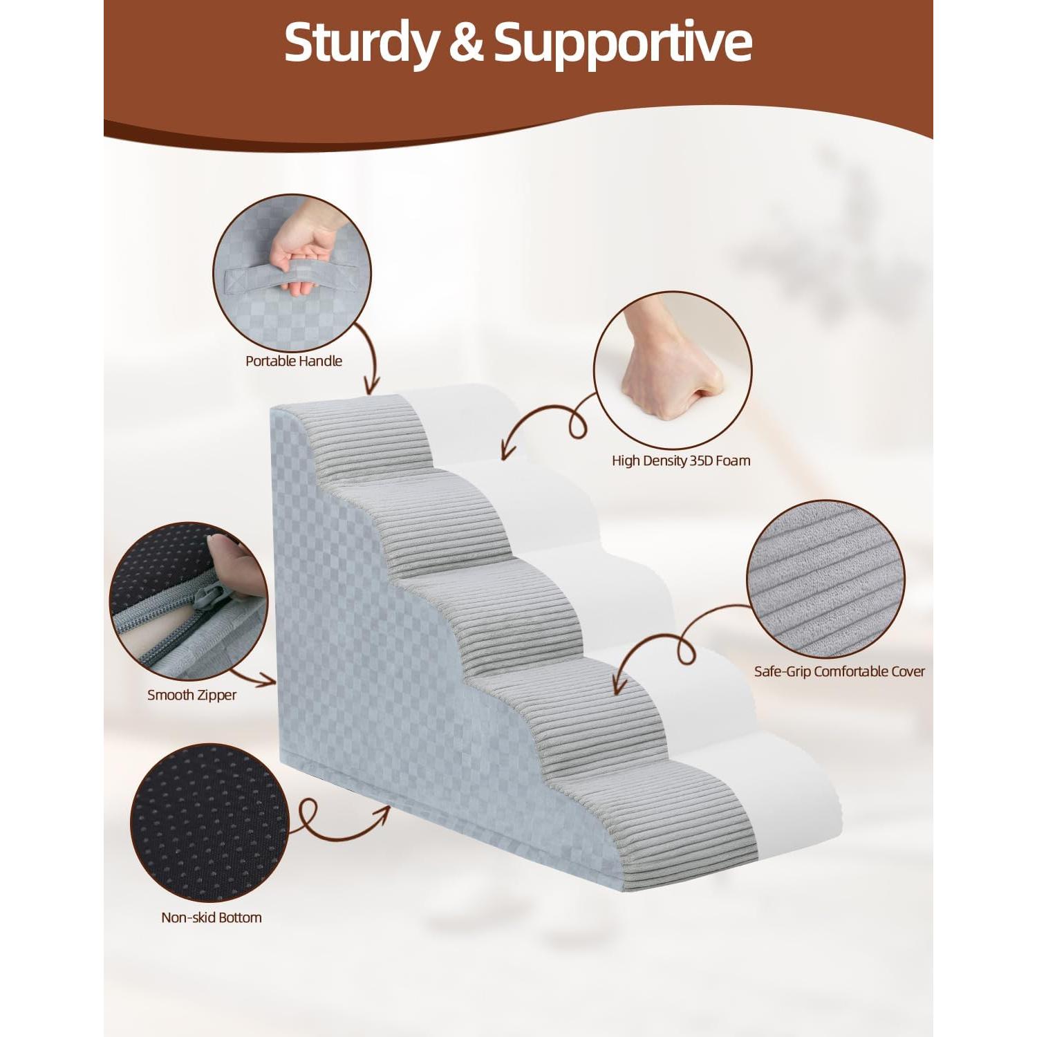 Escaleras para Perros Vfrog 3 Pasos Antideslizantes 56.4x40cm