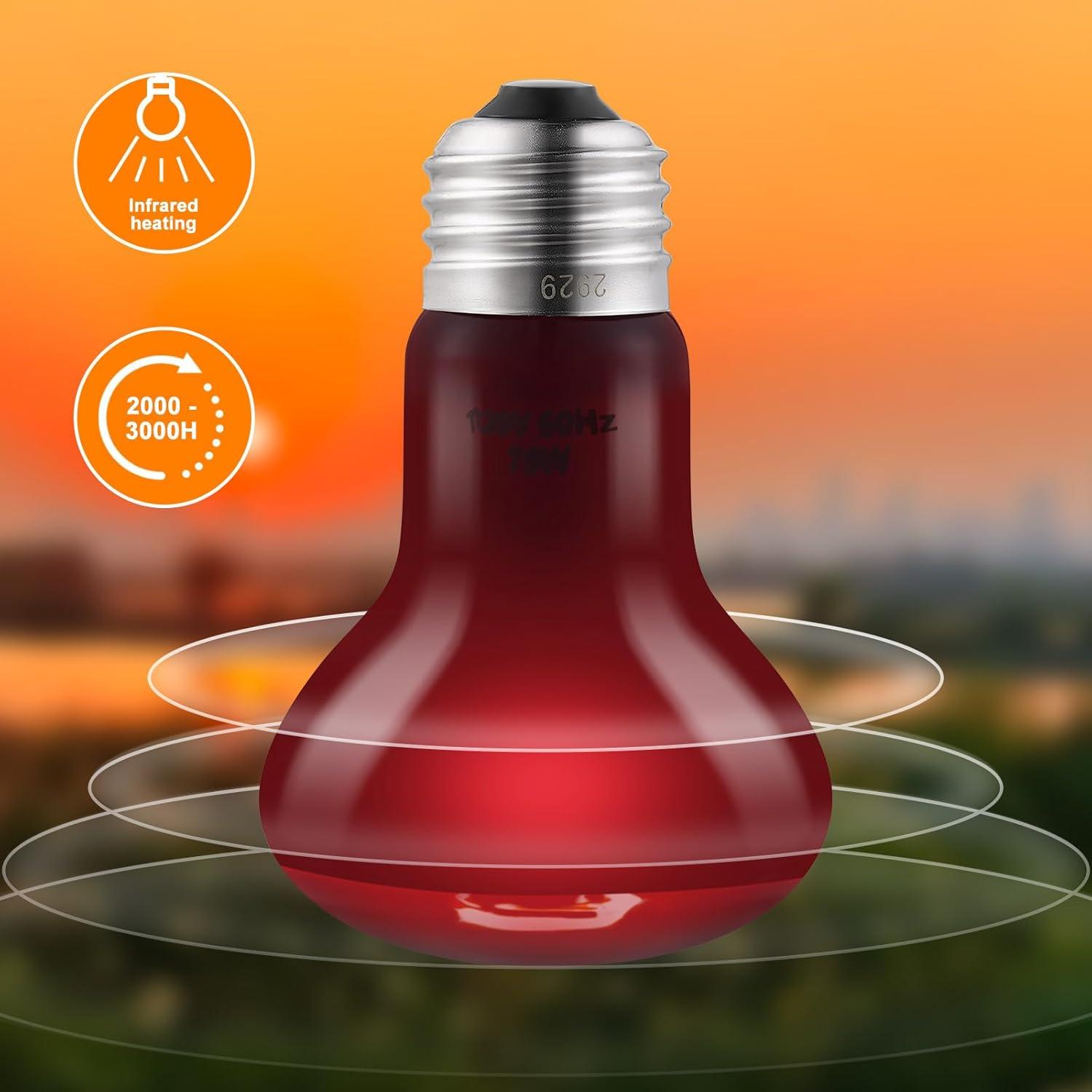 Paquete de 2 Bombillas de Calor para Reptiles DXOPHIEX 75W