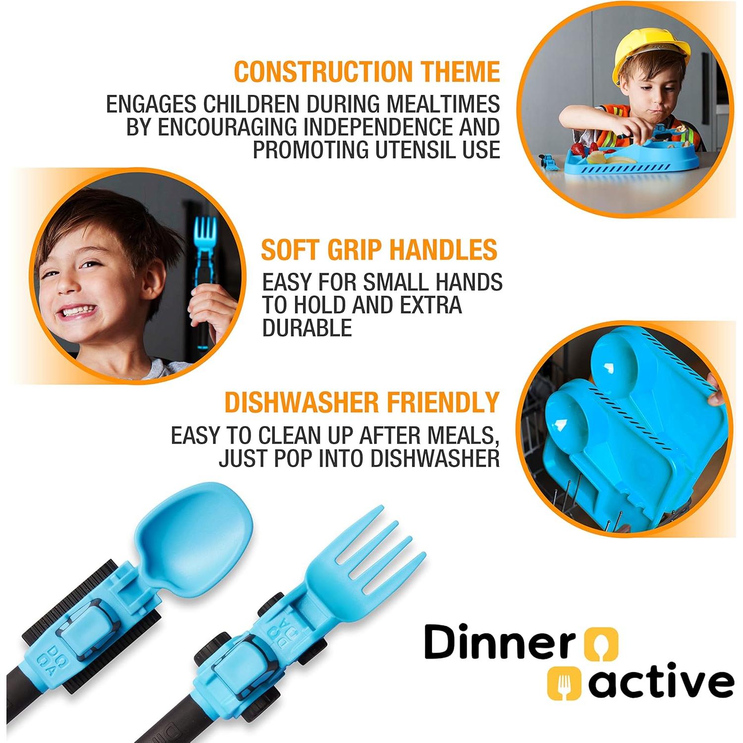 Juego de Utensilios para Niños Dinneractive - Construcción Azul