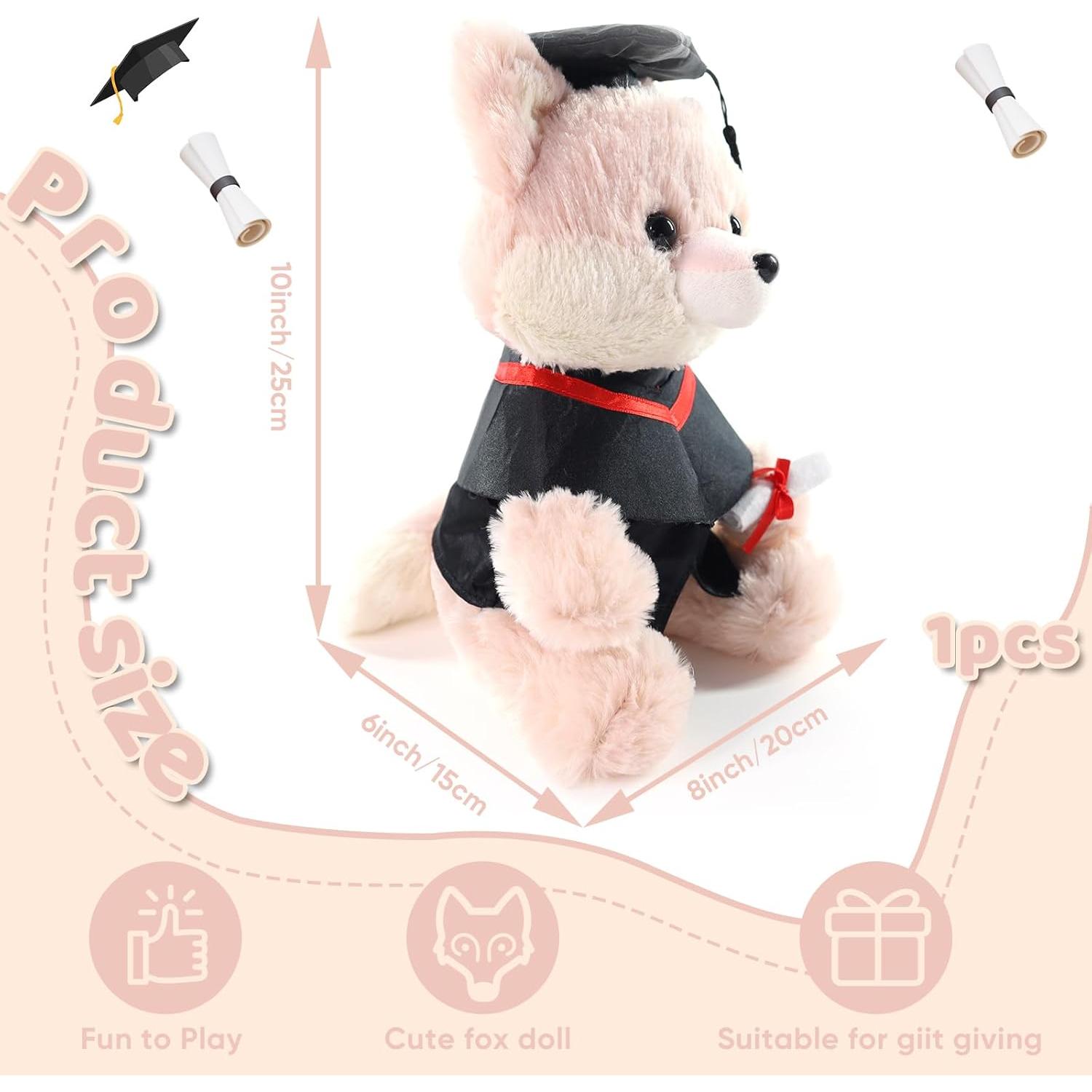 Zorro de Peluche Graduación HuanChuang 25 cm con Diploma