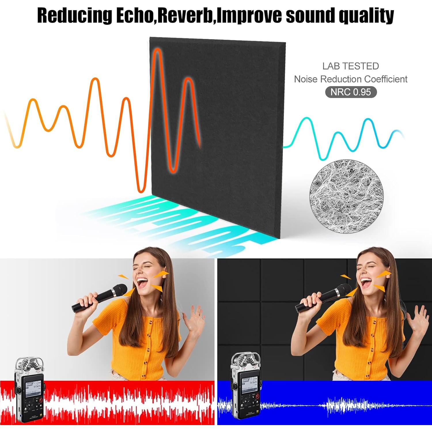 Paneles Acústicos Sonicism 12 Piezas 30.48x30.48cm Negro