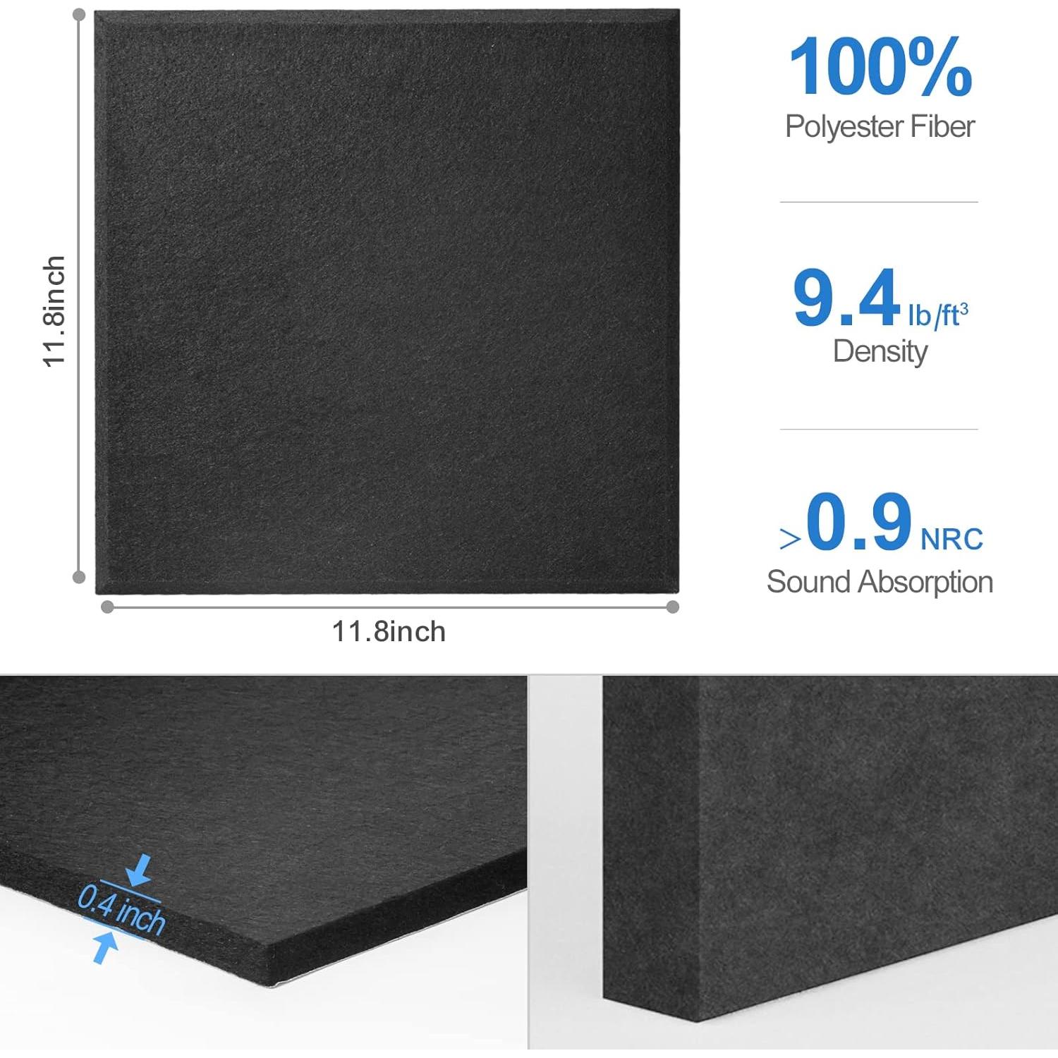 Paneles Acústicos Sonicism 12 Piezas 30.48x30.48cm Negro